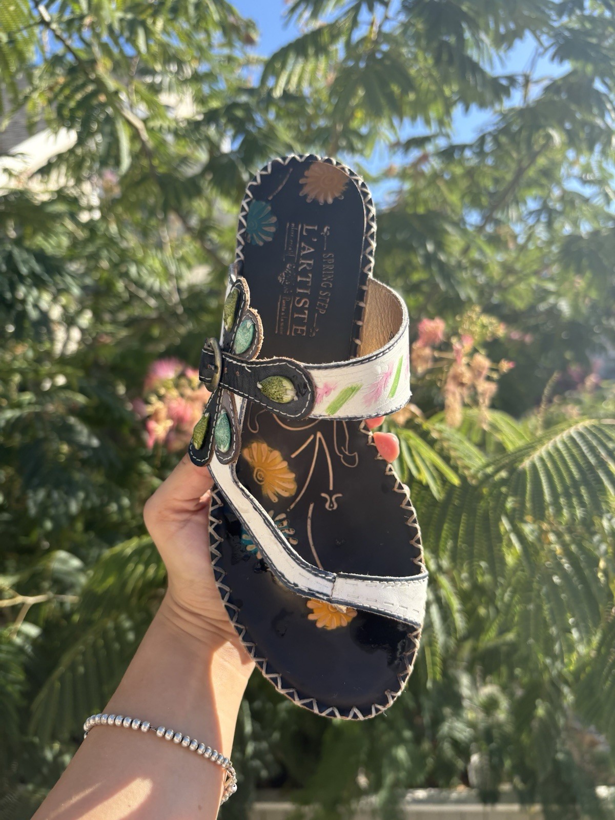 L’ARTISTE SANTORINI SLIDE SANDAL | Bohemian Sandal Wedges |Size 39