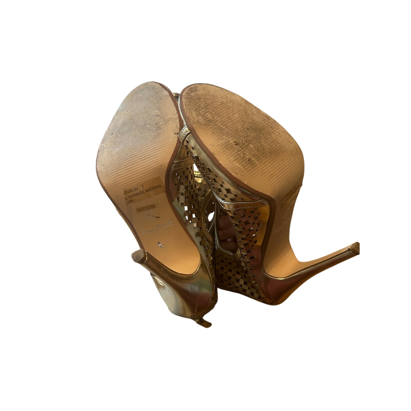 Anne Michelle Gold Y2K Style Gladiator Heels 7
