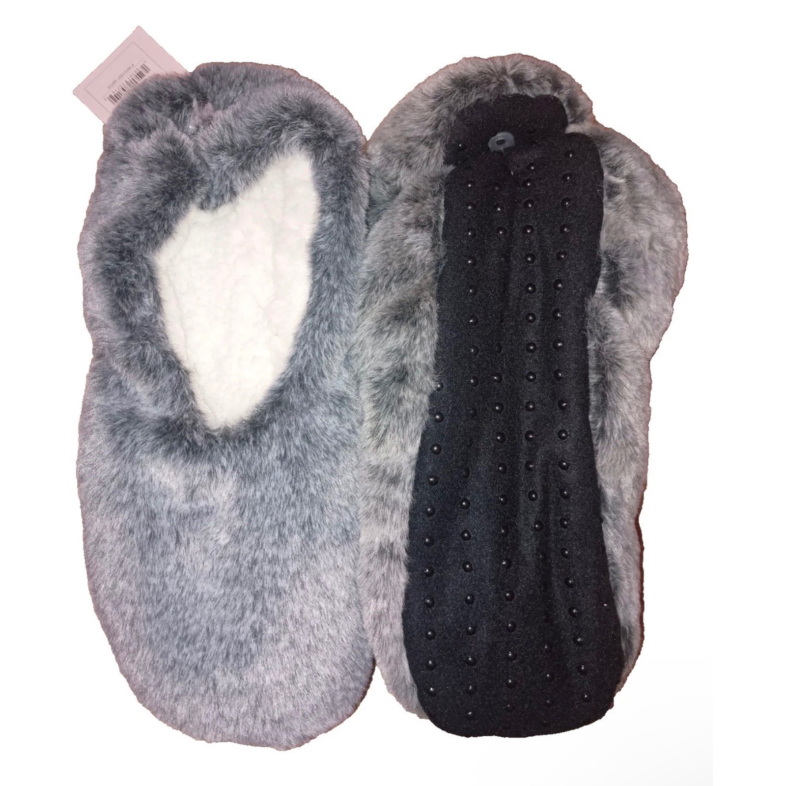 Auden Faux Fur Slipper Socks M L 8 10 Gripper Bottoms Shearling Lined
