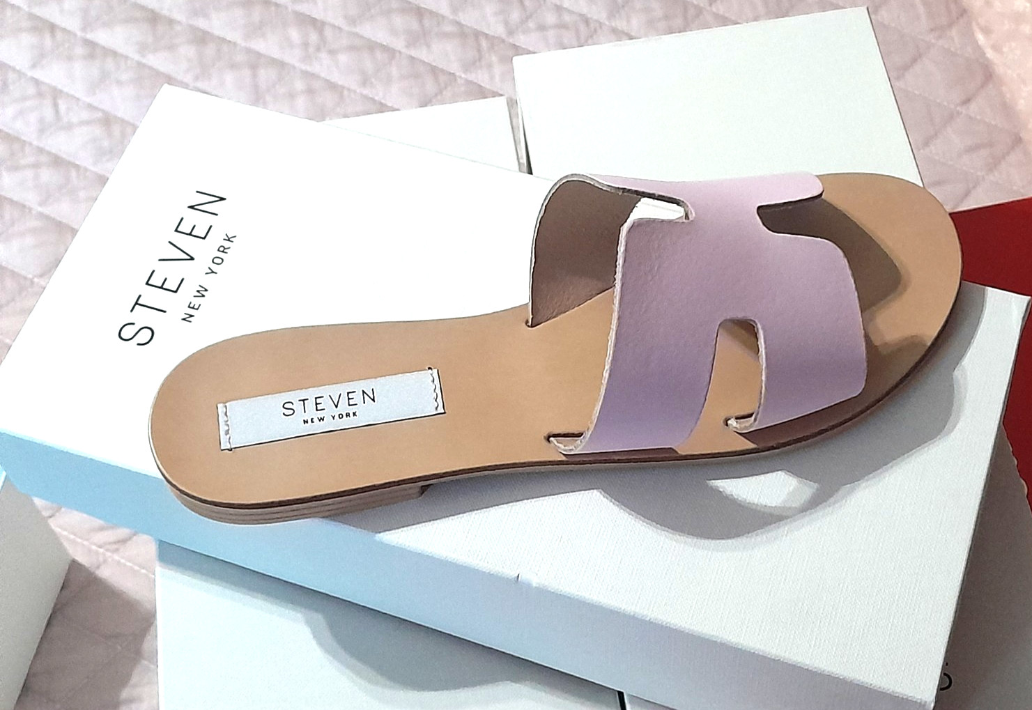 Steven New York Leather Slide Sandal Women’s Greece Pink Made in Italy NEW Sz 8