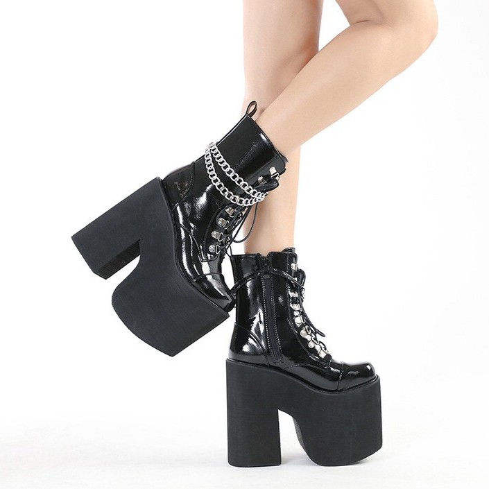 Womens Super High Heels Platform Boots Lace Up Cosplay Ankle Boots Club Party
