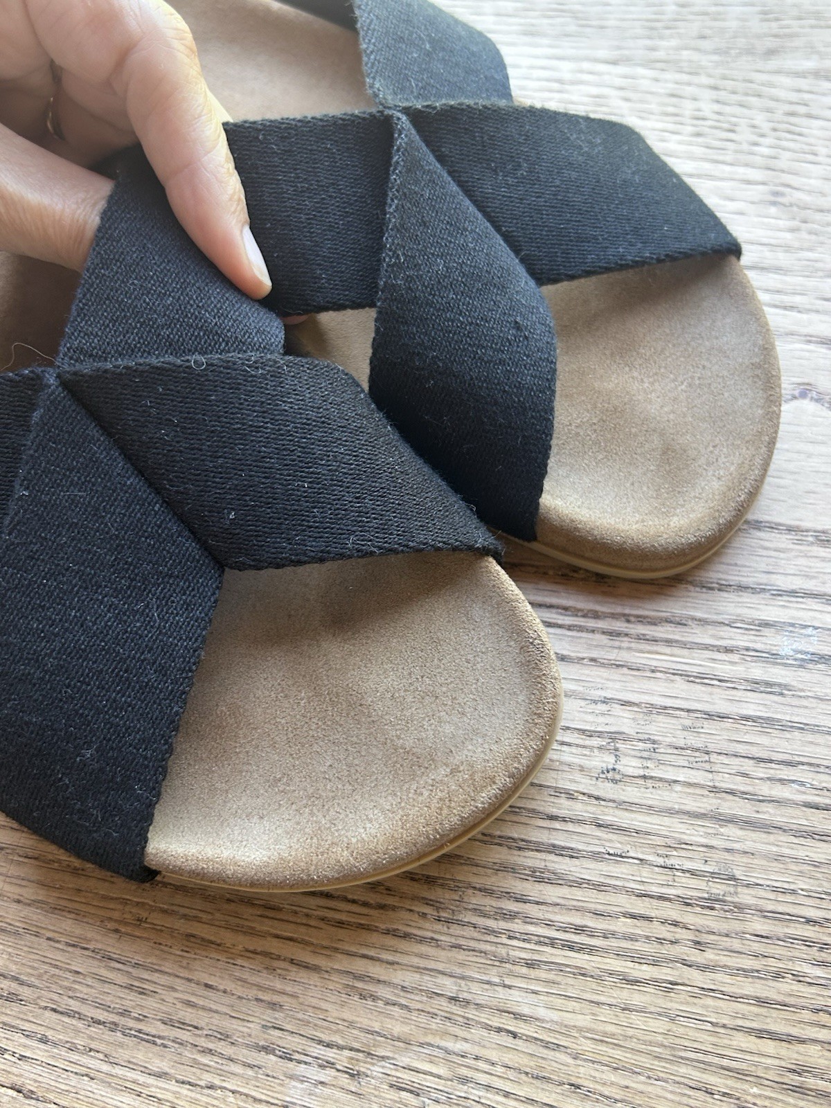Jenni Kayne 39 Cotton Crossover Slide Sandal US 8.5 Italy Black Excellent