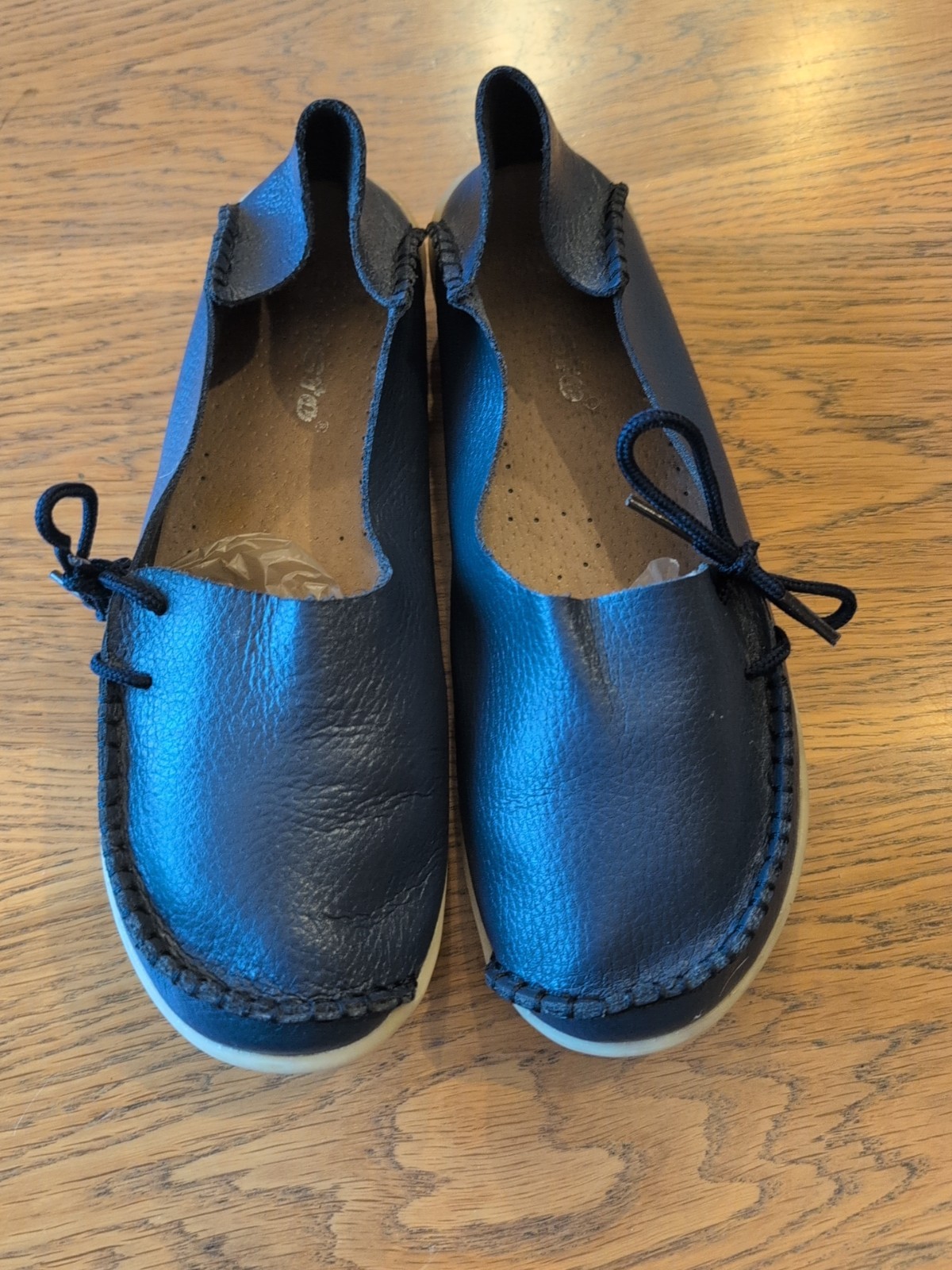 Kunsto Women’s Loafers Slip On Leather Navy Casual Comfort Shoes Sz 40 US 9 EUC