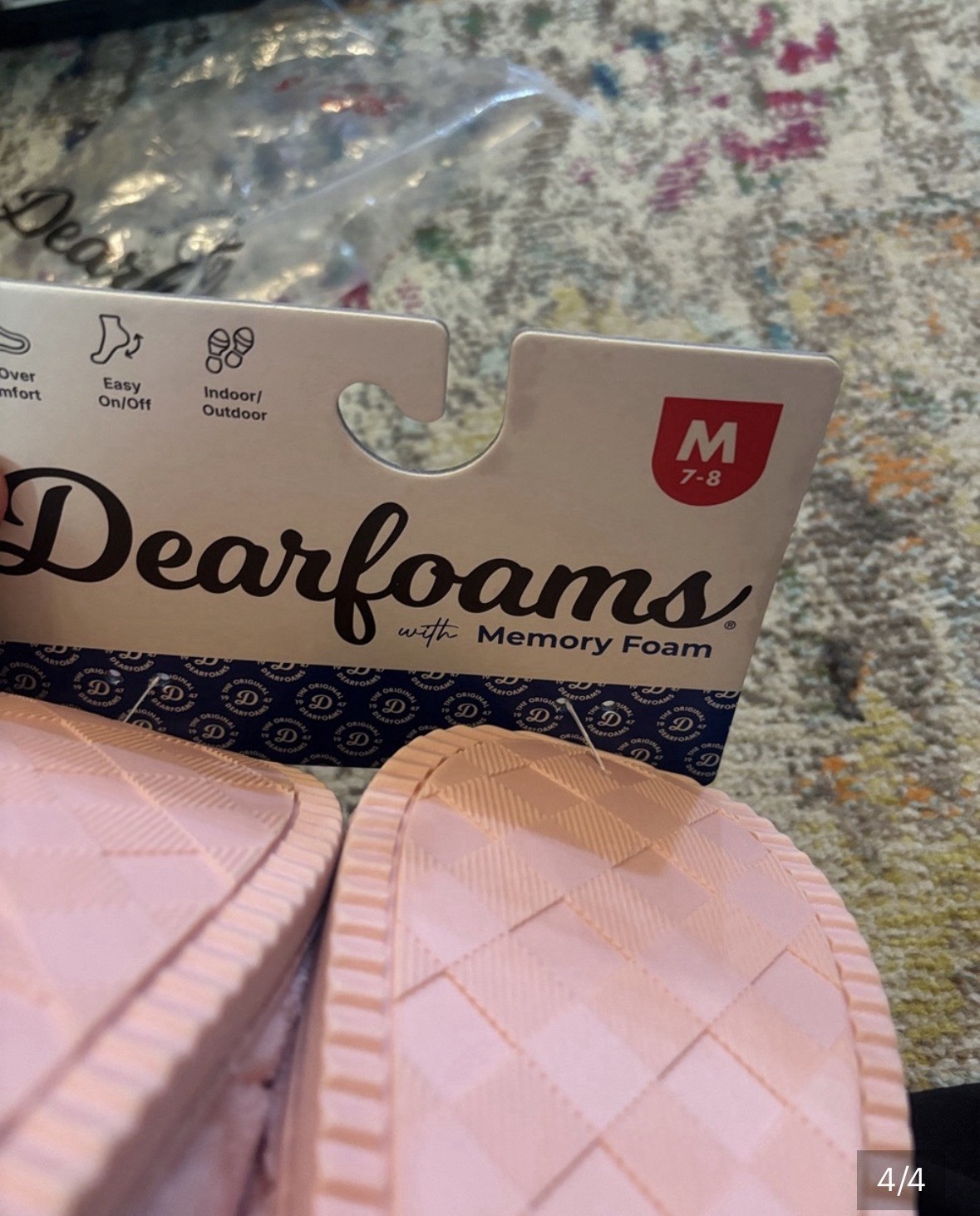 Dearfoams Memory Foam Slip-On Slippers Pink Quilted Fleece Women’s 7-8