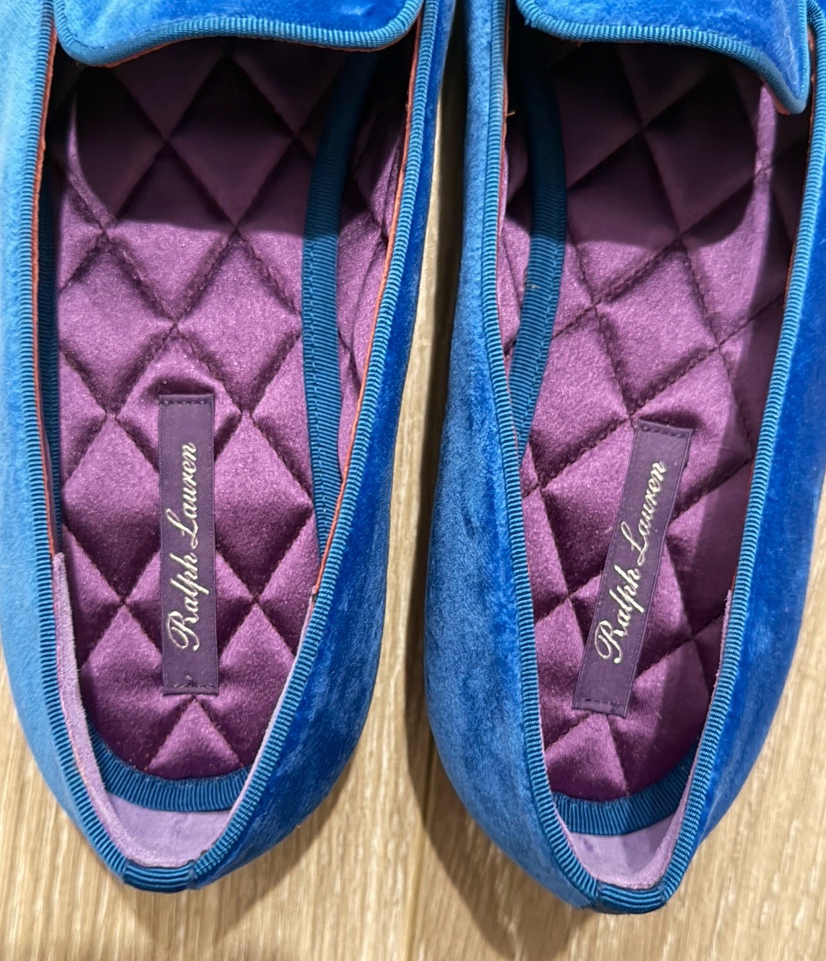 Ralph Lauren Purple Label Alonzo Embroidered Velvet Loafers Slippers-Size 8