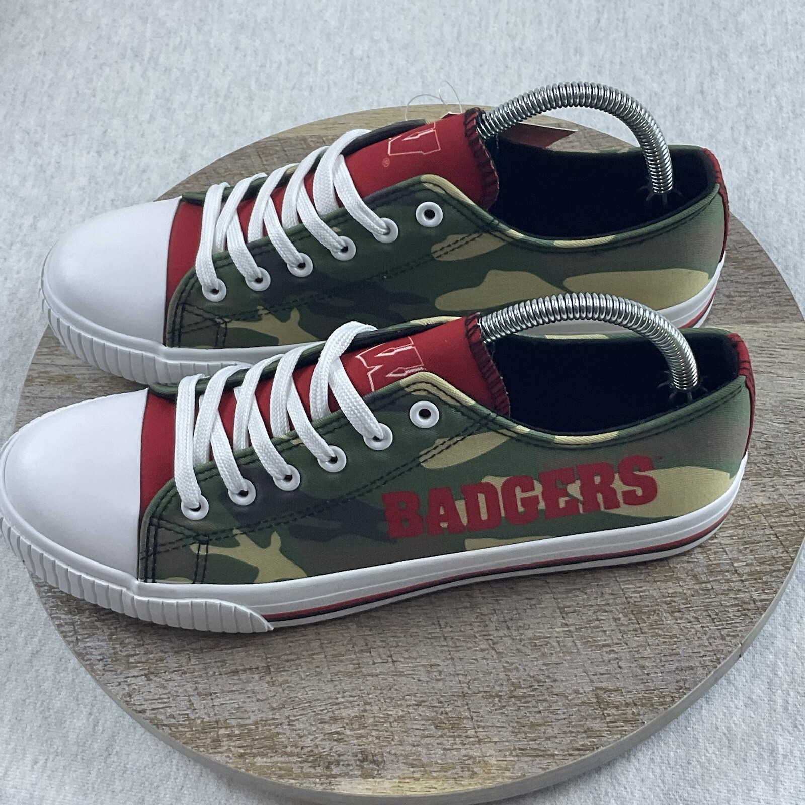 Foco Badgers Sneakers Women’s 11 Low Top Classic Lace Closure Sports Green Camo