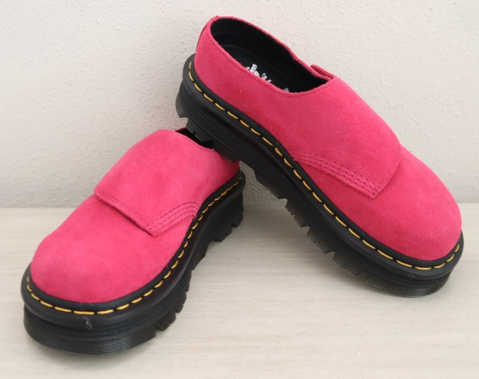 Dr. Martens Women’s Sz 7 Fuchsia Pink Bronx Suede Zebzag AnyWair Mules $130