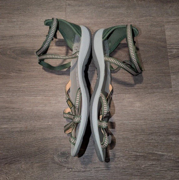 KEEN Women’s Strappy Buckle Sandals Size 8 Leather Upper Green/Gray Rubber
