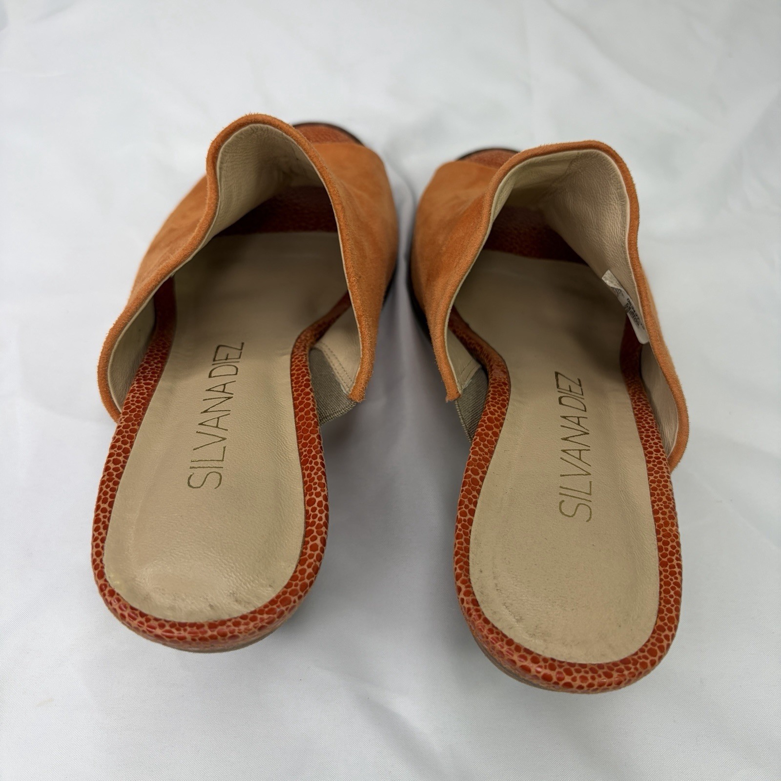 Silvana Diez Orange Suede Slip On Sandals Size 9 US/40 EU, summer, spring, fall