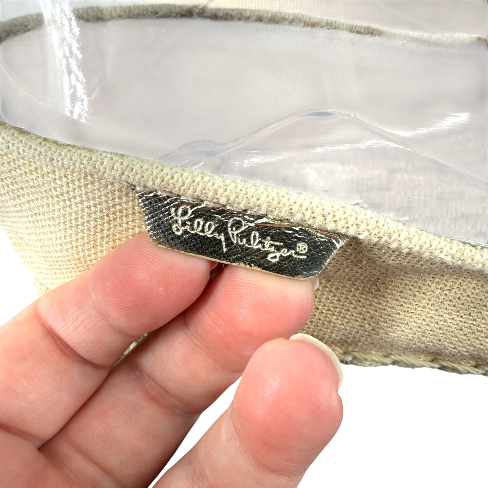 Lilly Pulitzer Lia Espadrille Flats 10 Beige Gold Canvas Slip On Round Toe Jute