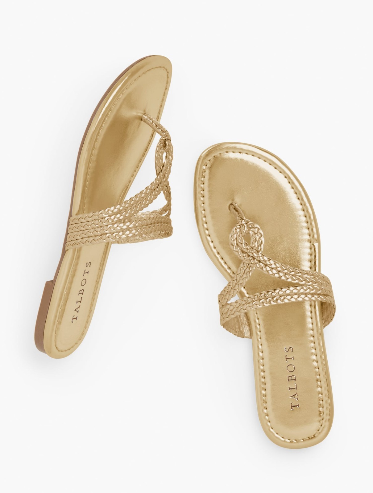 Talbots Cece Gold Metallic Braided Toe-Loop Summer Resort Sandals Women’s Size 9