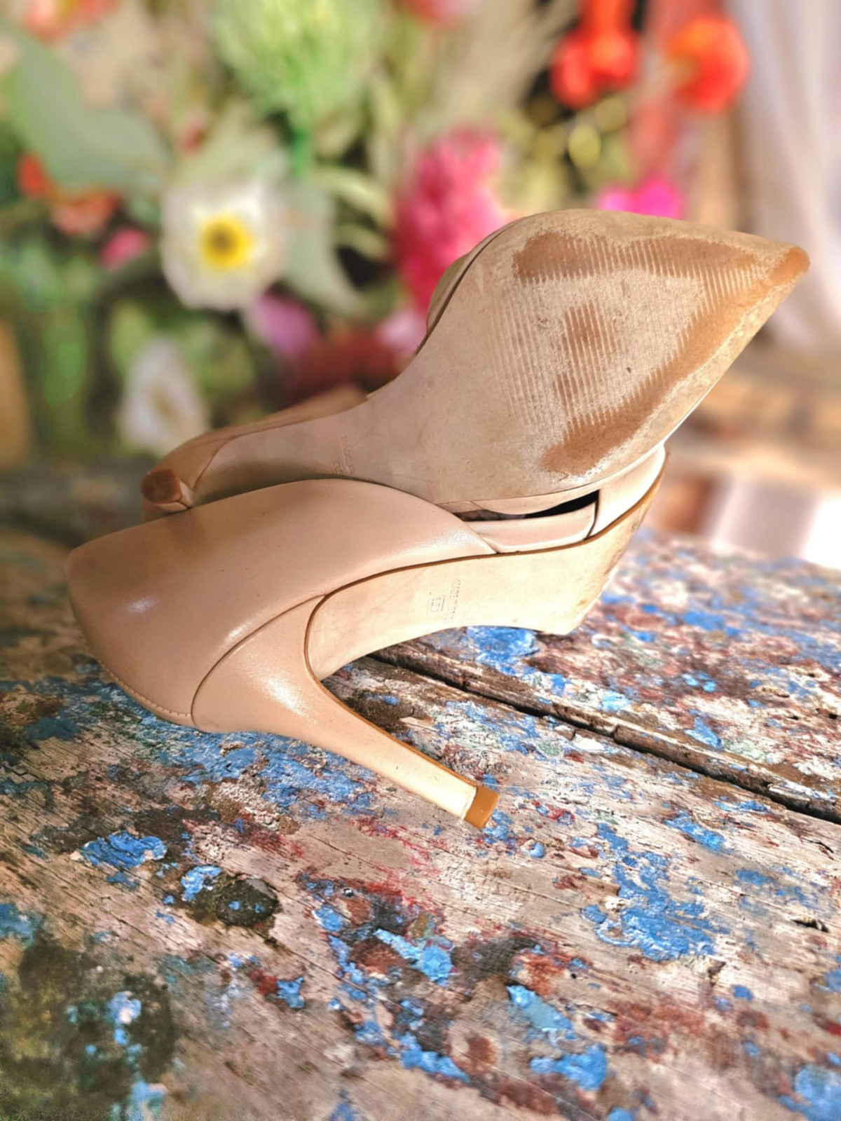 STEVE MADDEN Nude Beige Stilletto Closed Pointed Toe Heels Pumps SIZE AU 6.5 EUC