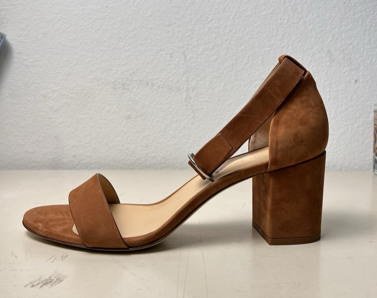 NEW Jenni Kayne Brown Oiled Leather Low Block Heel in Walnut EU 40 US 10