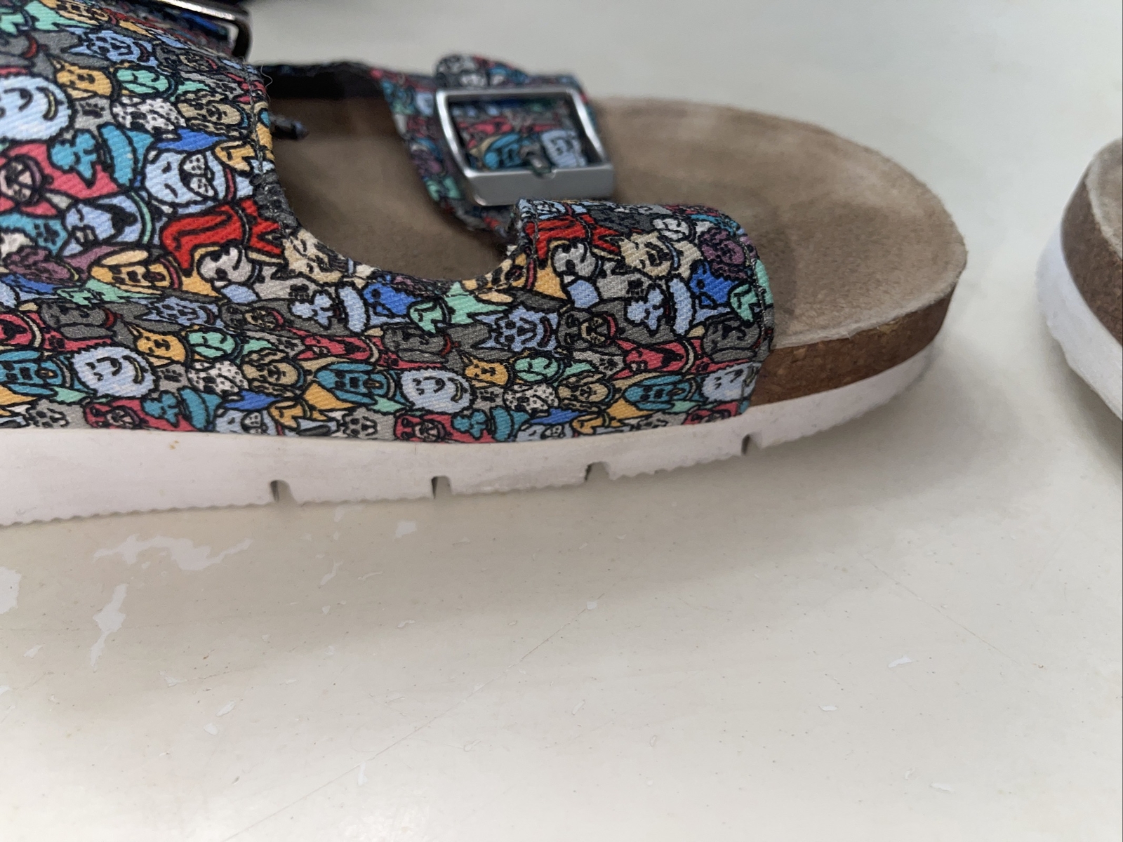 Bobs from Skechers Platform Bohemian Dog Print Double Buckle Sandals Sz 8 Mm15