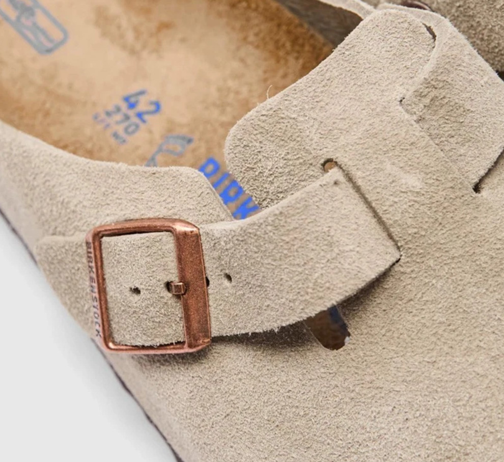 Birkenstock Boston Soft Footbed Taupe Suede Leather Unisex’s Clog Shoes