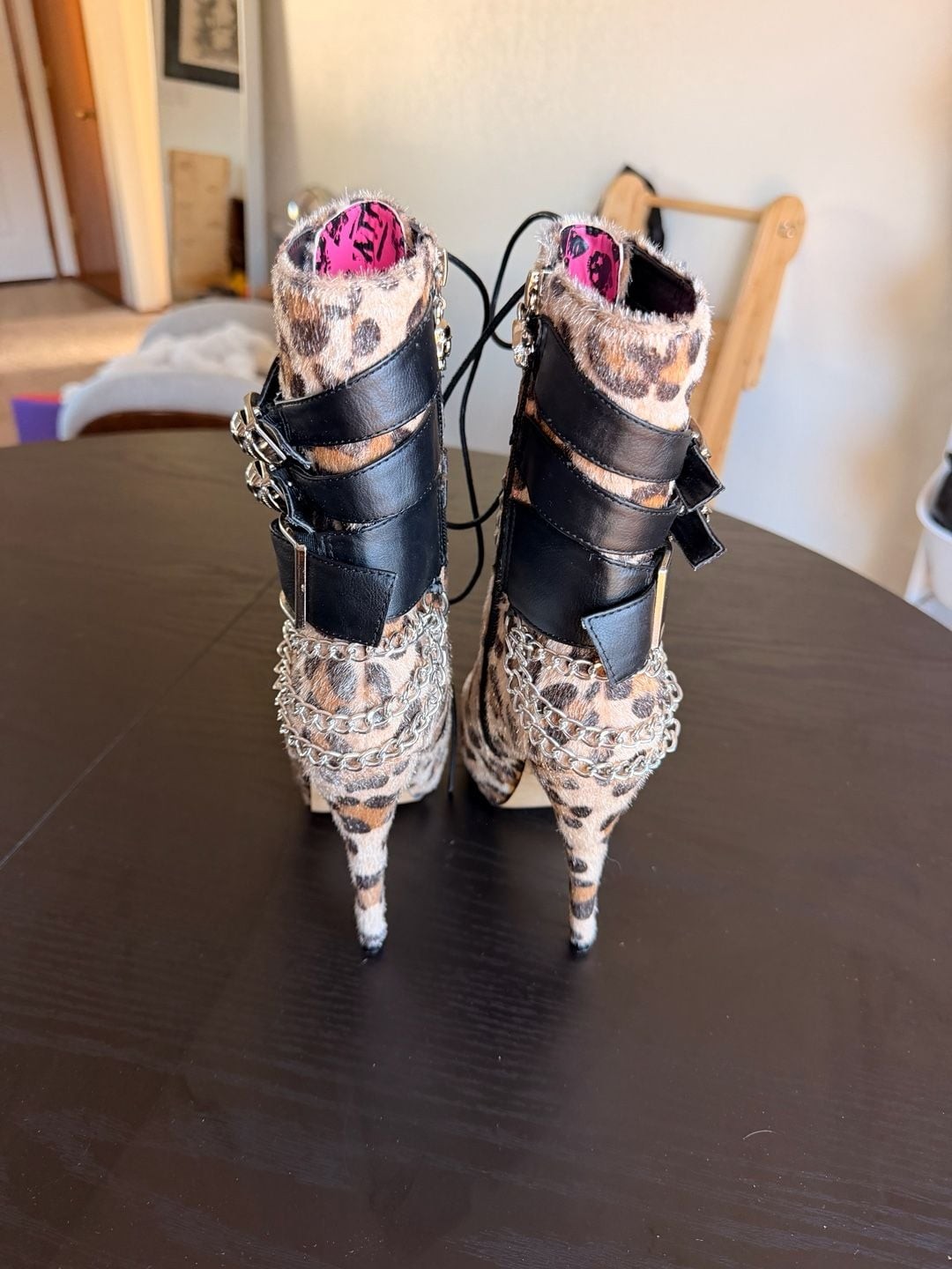 Rare Abbey Dawn Avril Lavigne Worn Style Leopard Platform Boots Heels US 6