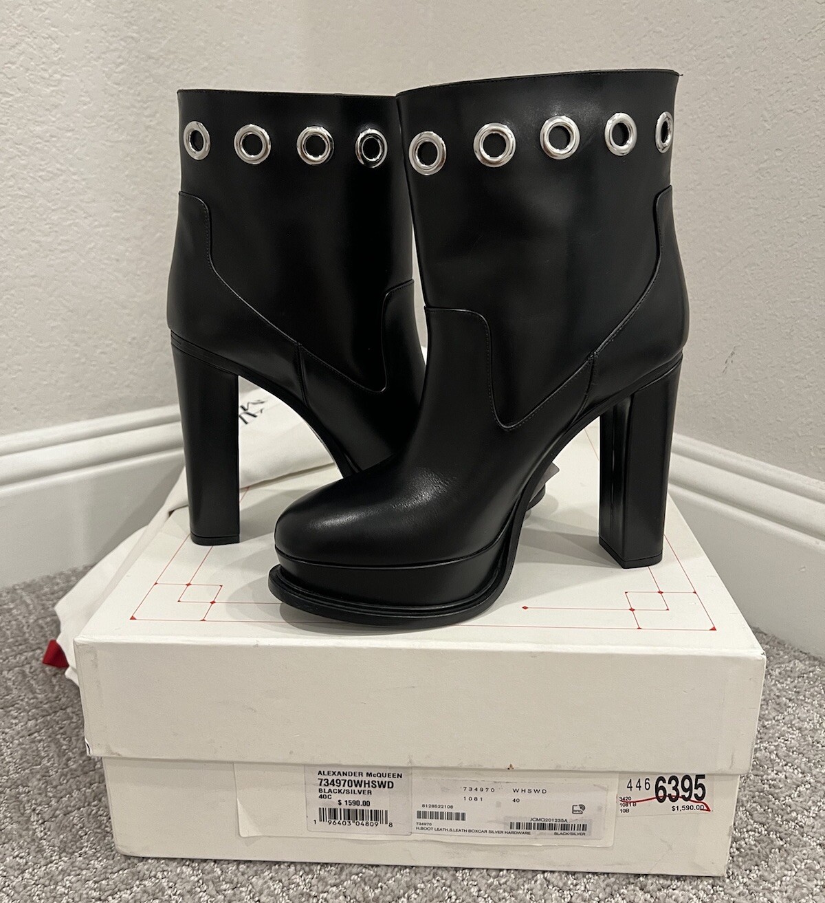 Alexander McQueen Eyelet Detailed Platform Boots Size EUR 38
