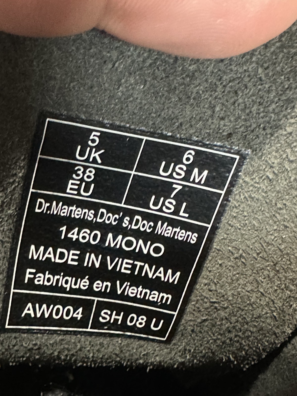 Dr. Martens 1460 Mono Combat Boots Black Leather Women’s L7 M6 Goth Punk Grunge
