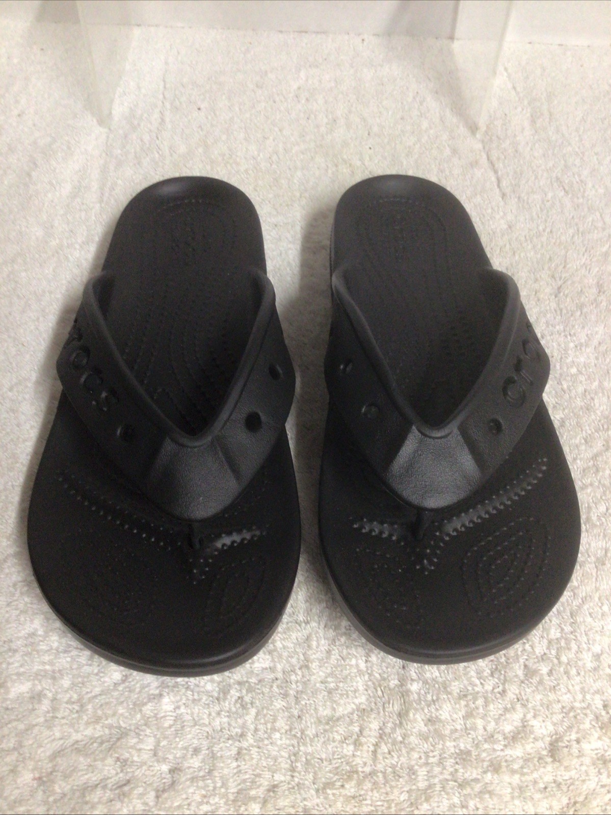 Crocs Iconic Comfort Black Flip Flops Women’s 9 Mens 7 NEW