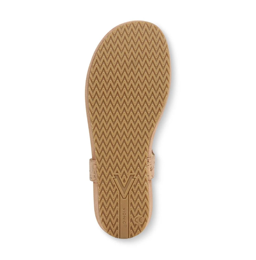 VIONIC Palisades Toe Post Ankle Strap Sandal Gold Cork