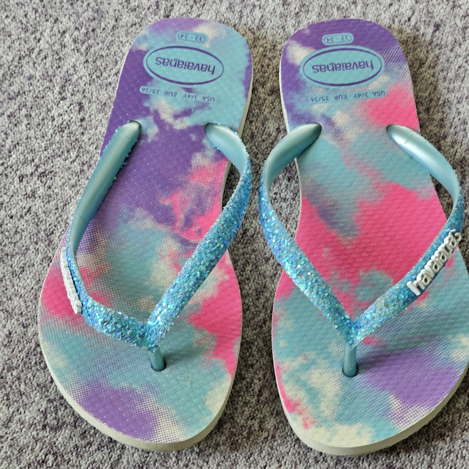 havaianas Slim Glitter Girls USA 3/4Y 33_34