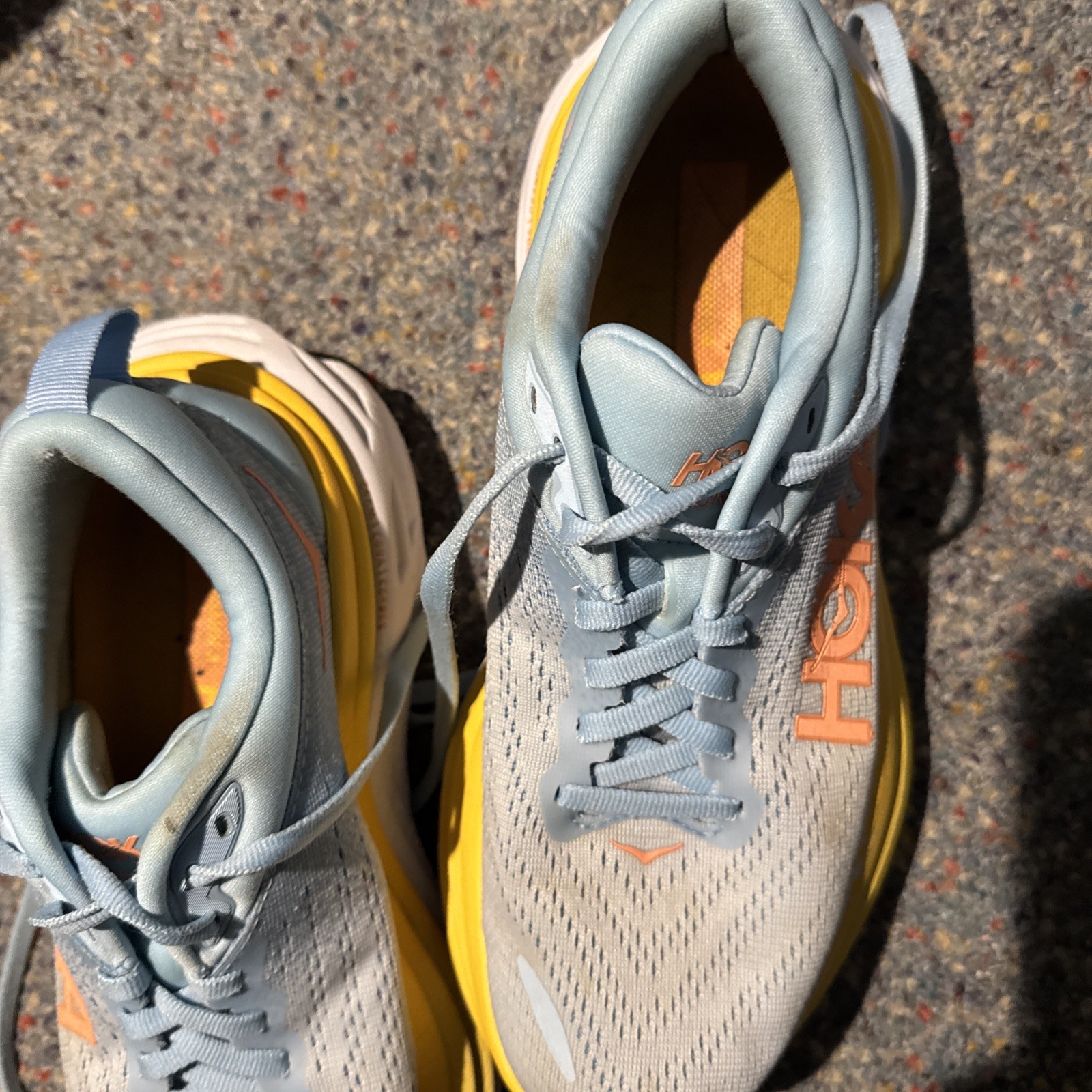 Hoka Bondi 8 Womens 6.5B Running Shoe Blue Cushion Comfort Sneaker Summer Song