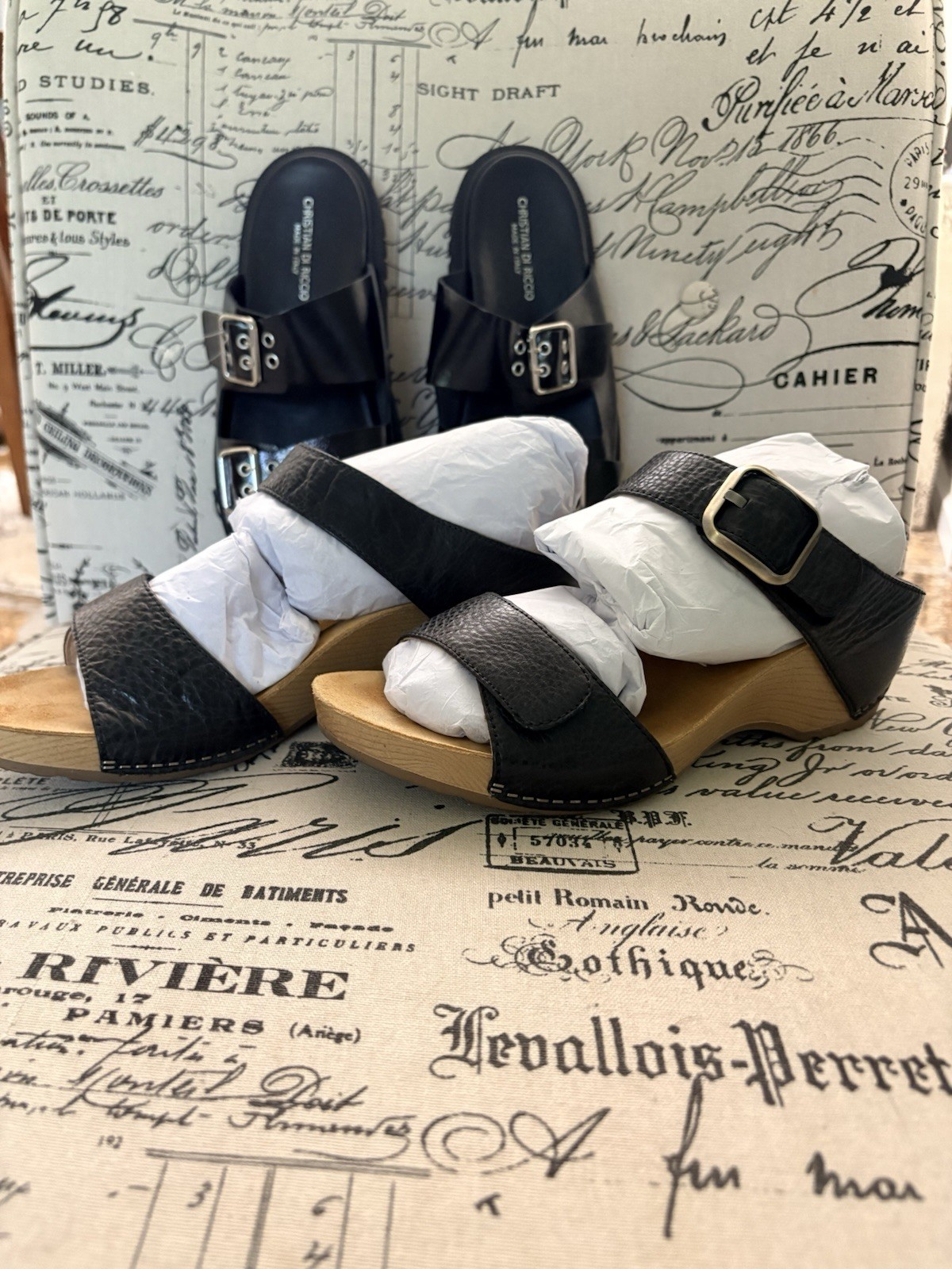 Dansko Womens Black Leather Strappy Wedge Sandals Ankle Buckle Strap 10