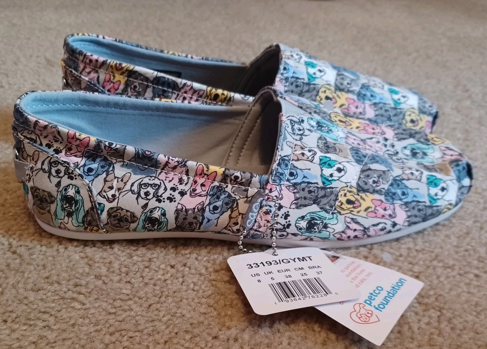 New BOBS by Skechers Woof Wag Dog Party Slip On Flats Shoes Womens Size 8 NWT