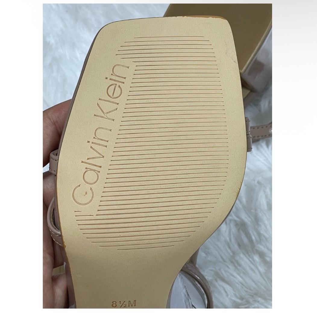 Calvin Klein Women’s Beige Strappy Square Toe Ankle Strap Heels 8.5M NWT