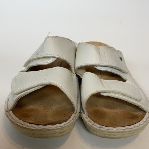 Finn Comfort Sansibar Silver/Ivory Leather Slide Sandals Women 39D/US8 Germany