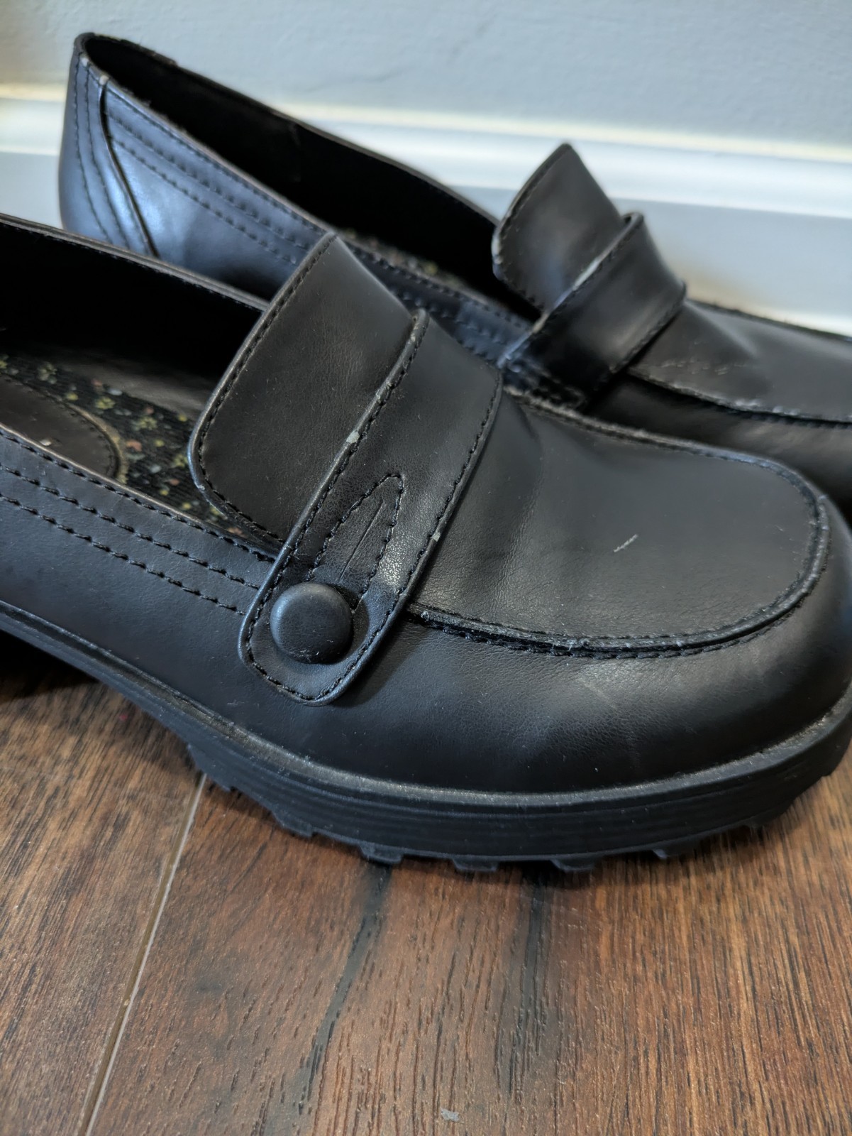 Vintage Unionbay Bettie Platform Loafers Chunky Black Size 6M 90s Y2K Academia