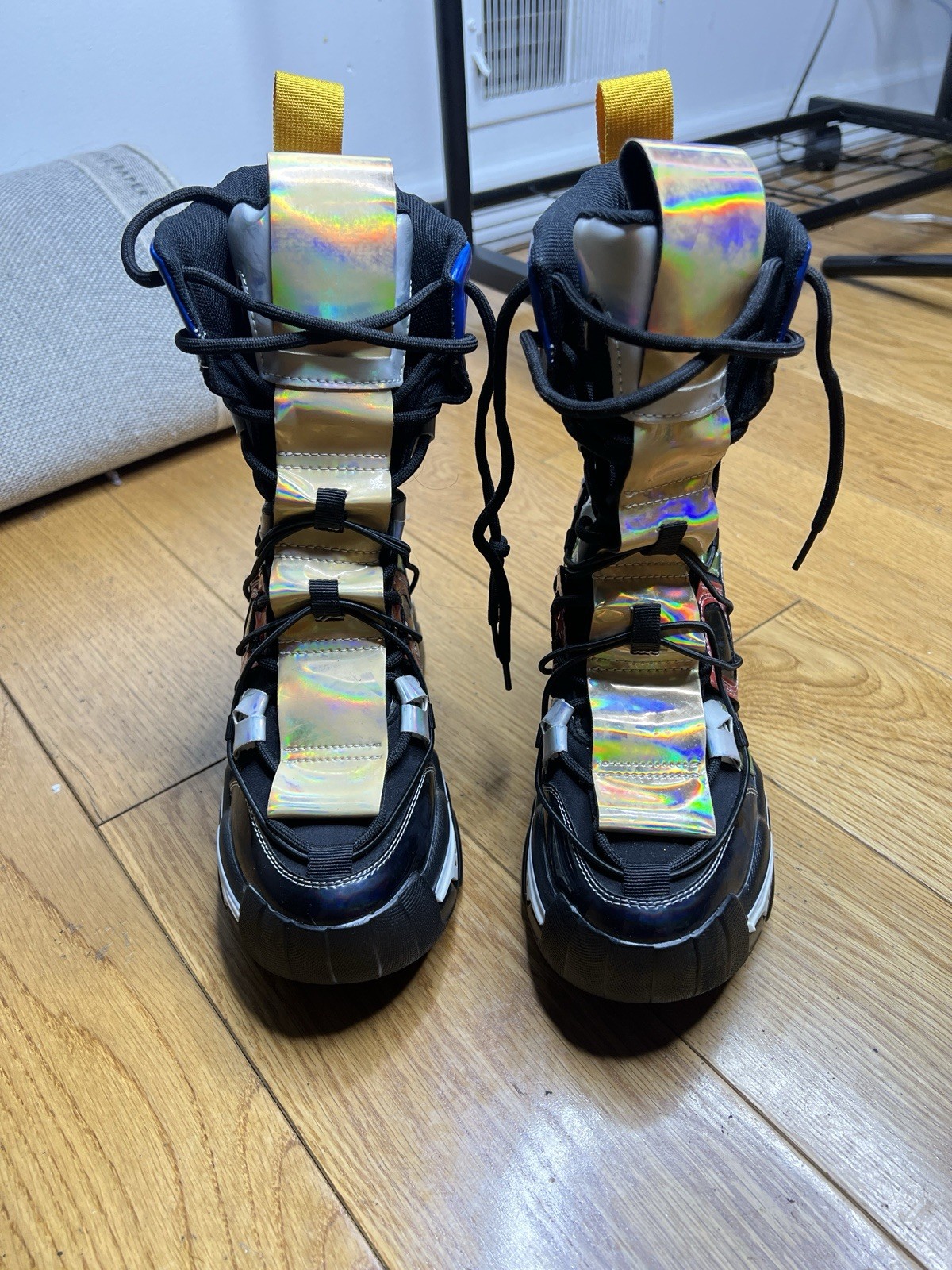 Multicolor Colorblock Mid-Calf Lace-Up Combat Boots Pull Tab Women’s Size 7