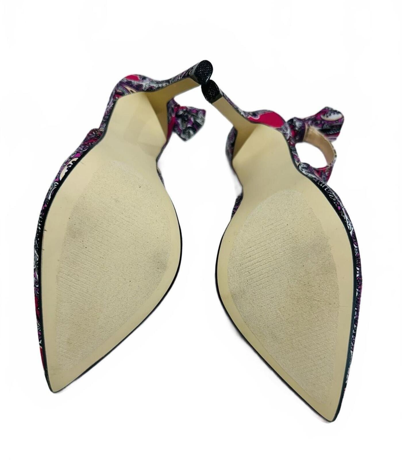 New Madison ‘Lynden’ Slingback Pumps Paisley Print and Bow Detail Size 7.5