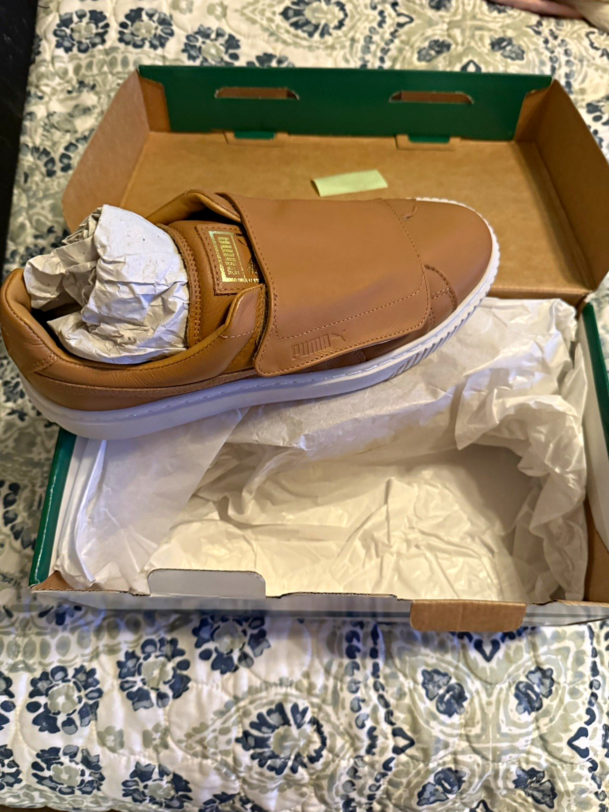 PUMA Basket Platform Strap Low Top Women’s Sneakers Light Brown/White 364123-03