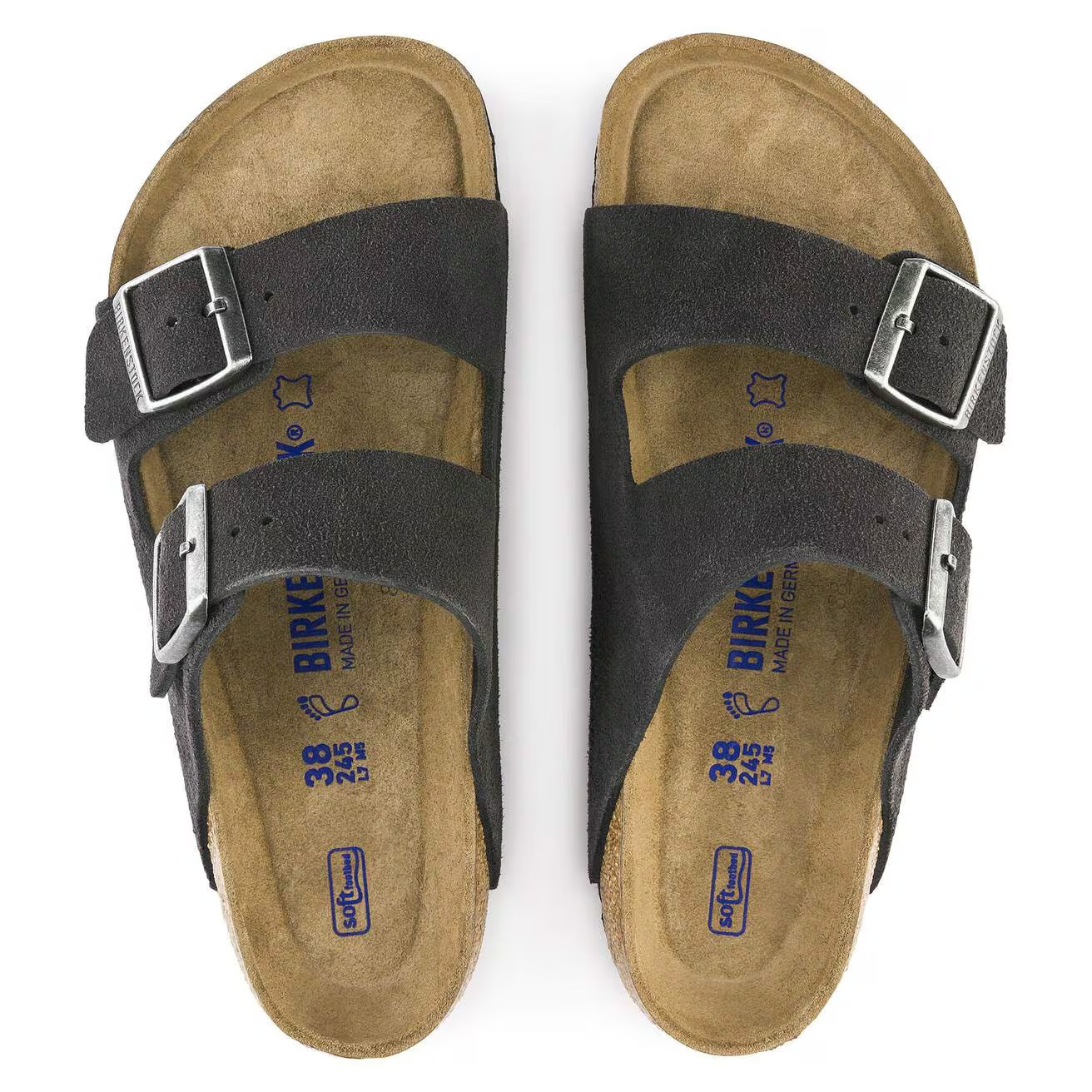 Birkenstock Arizona Soft Footbed Suede Leather Sandals Taupe Black Mocha Mink