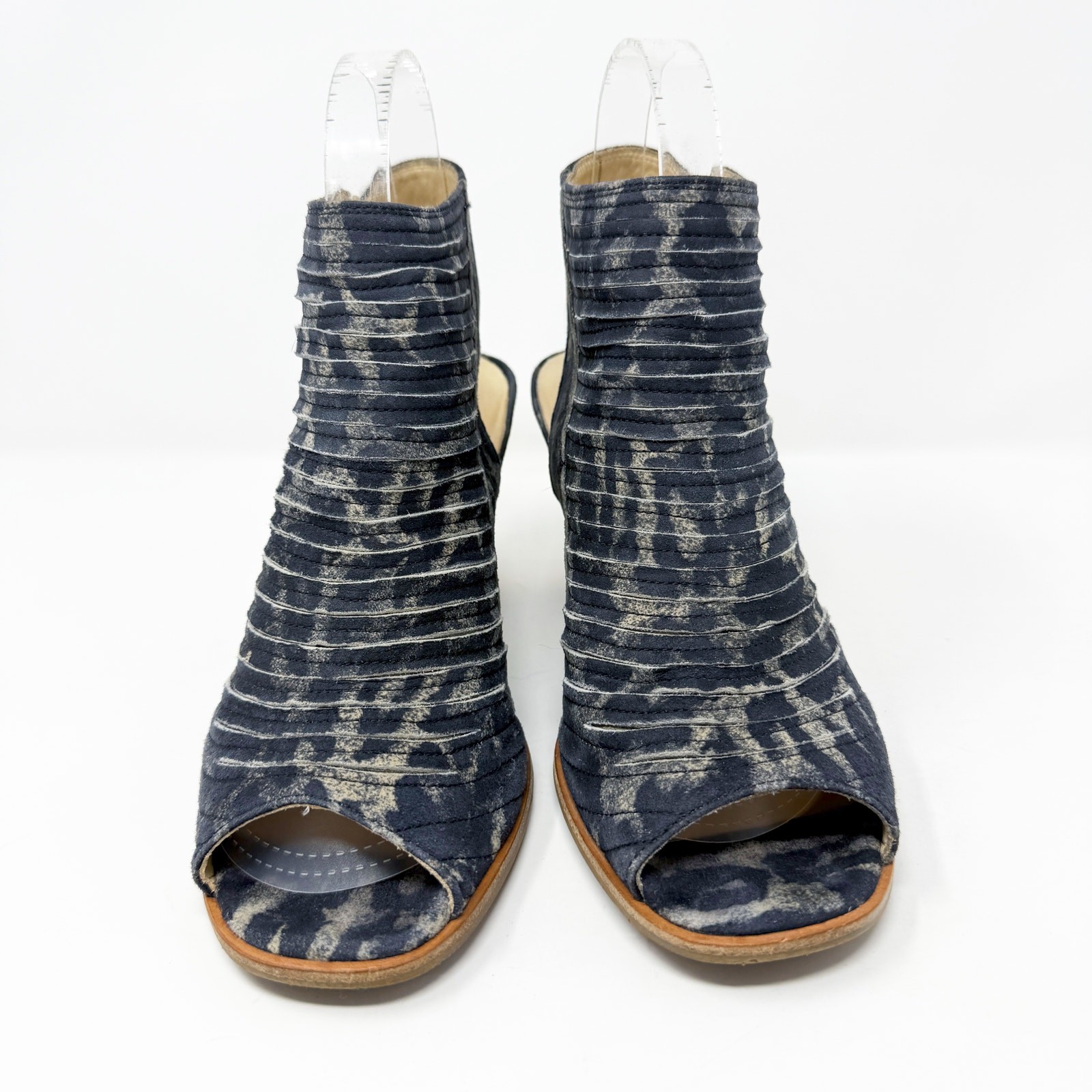 Paul Green Blue-Gray Suede Open Toe Mules Sz 5UK/US 7.5 Side Zip Made in Austria