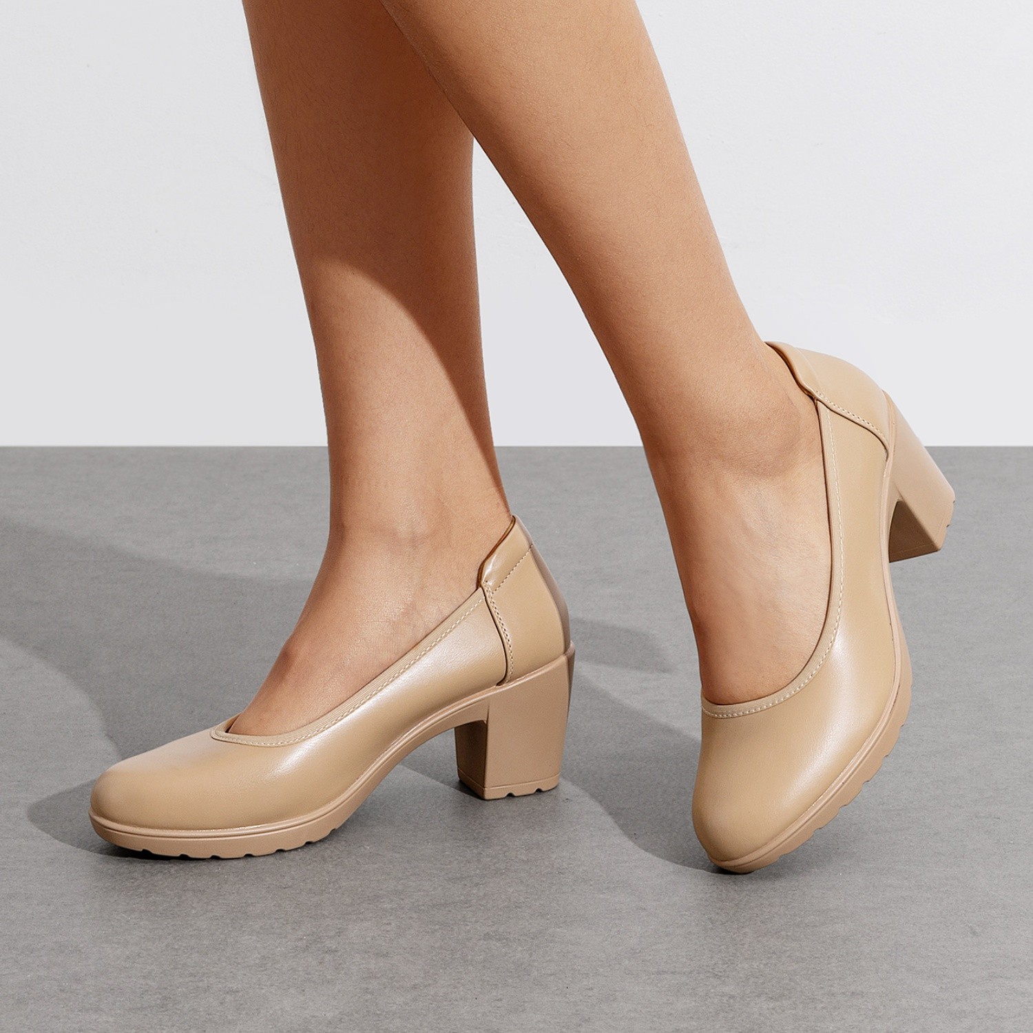 Women All Day Comfort Dress Pumps Low Chunky Heels Daily Wear Office Dress