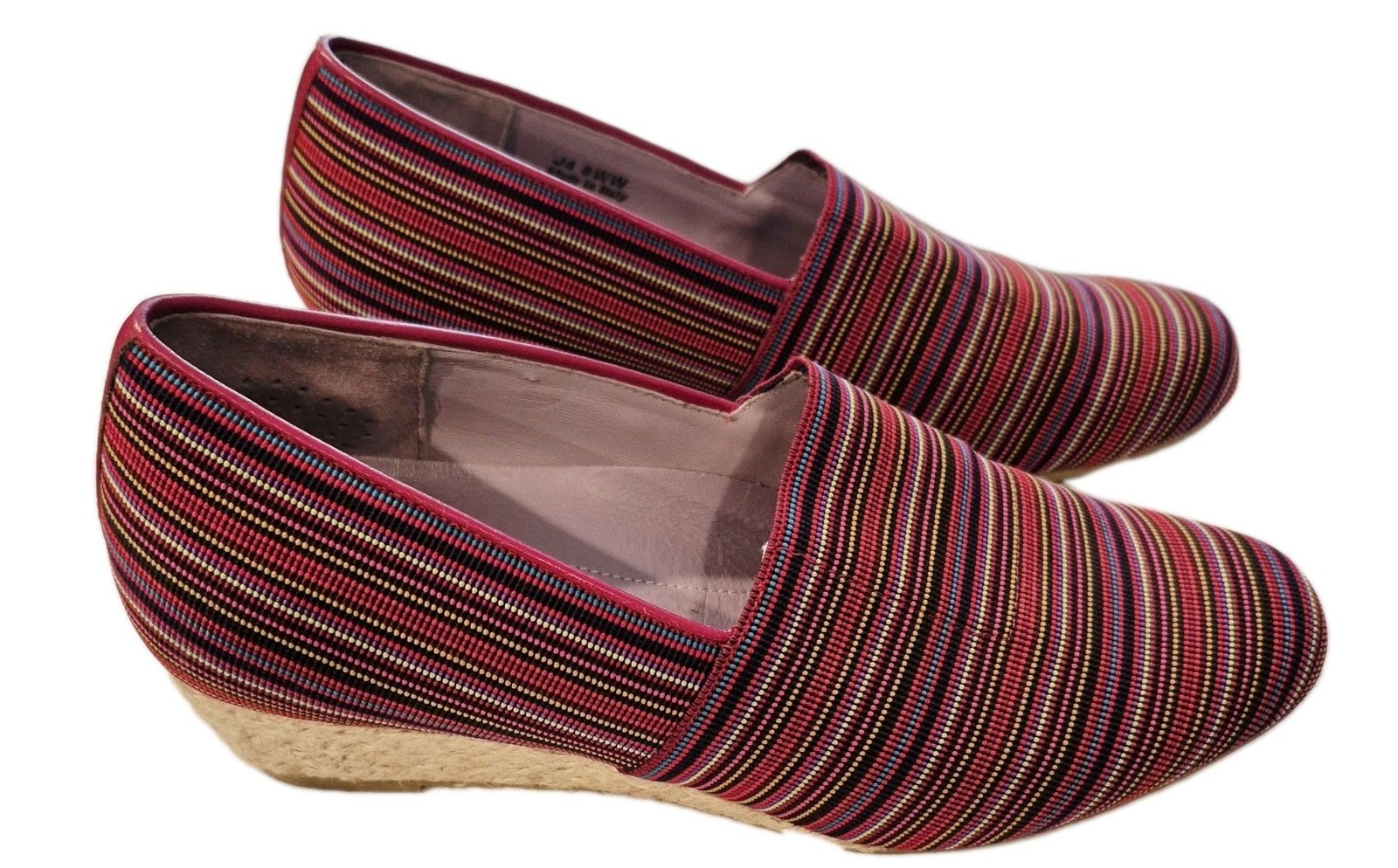 SAS Becky RED Multicolor Stripe Slip on Shoes Espadrilles Wedge Heels Size 8WW