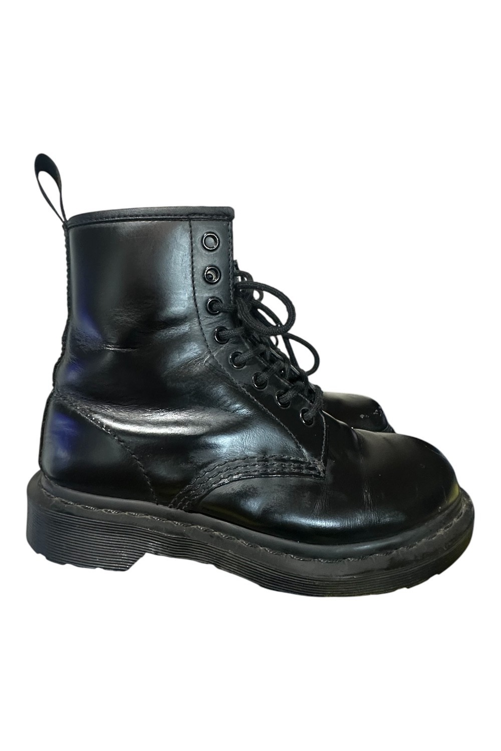 Dr. Martens 1460 Mono Combat Boots Black Leather Women’s L7 M6 Goth Punk Grunge