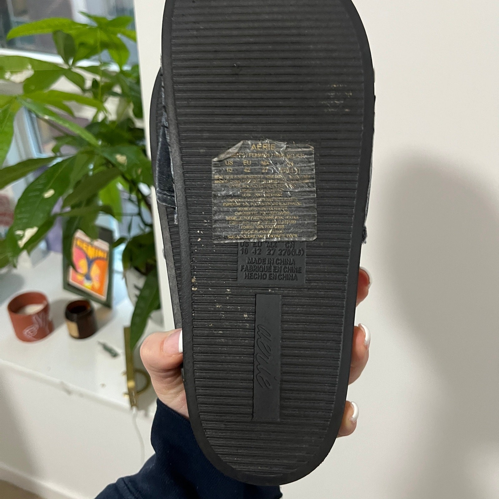 Aerie Blue Velvet Slides Size 10