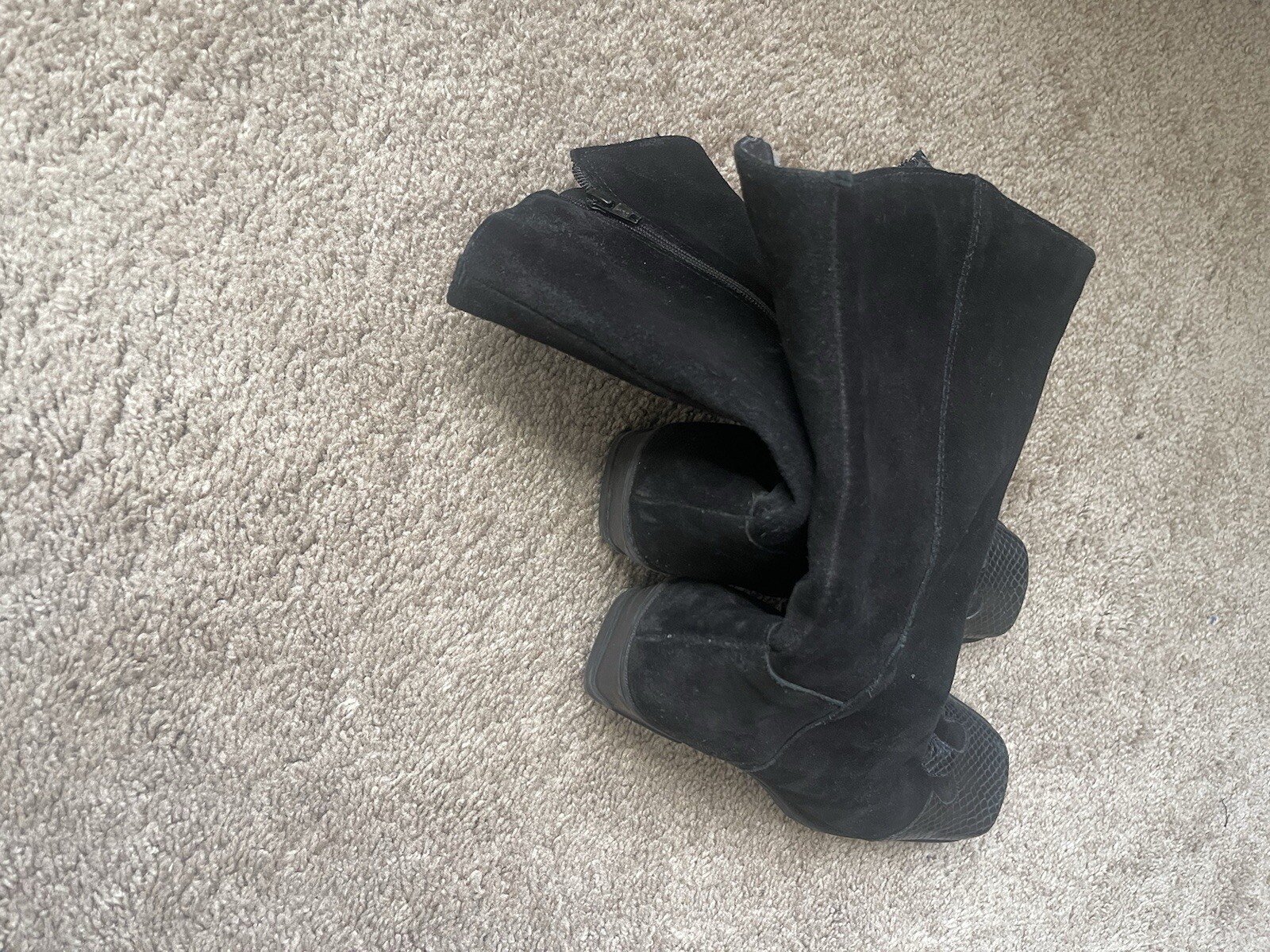Vintage 90s Suede Square Toe Slim Western Cowboy Boots – Size 7