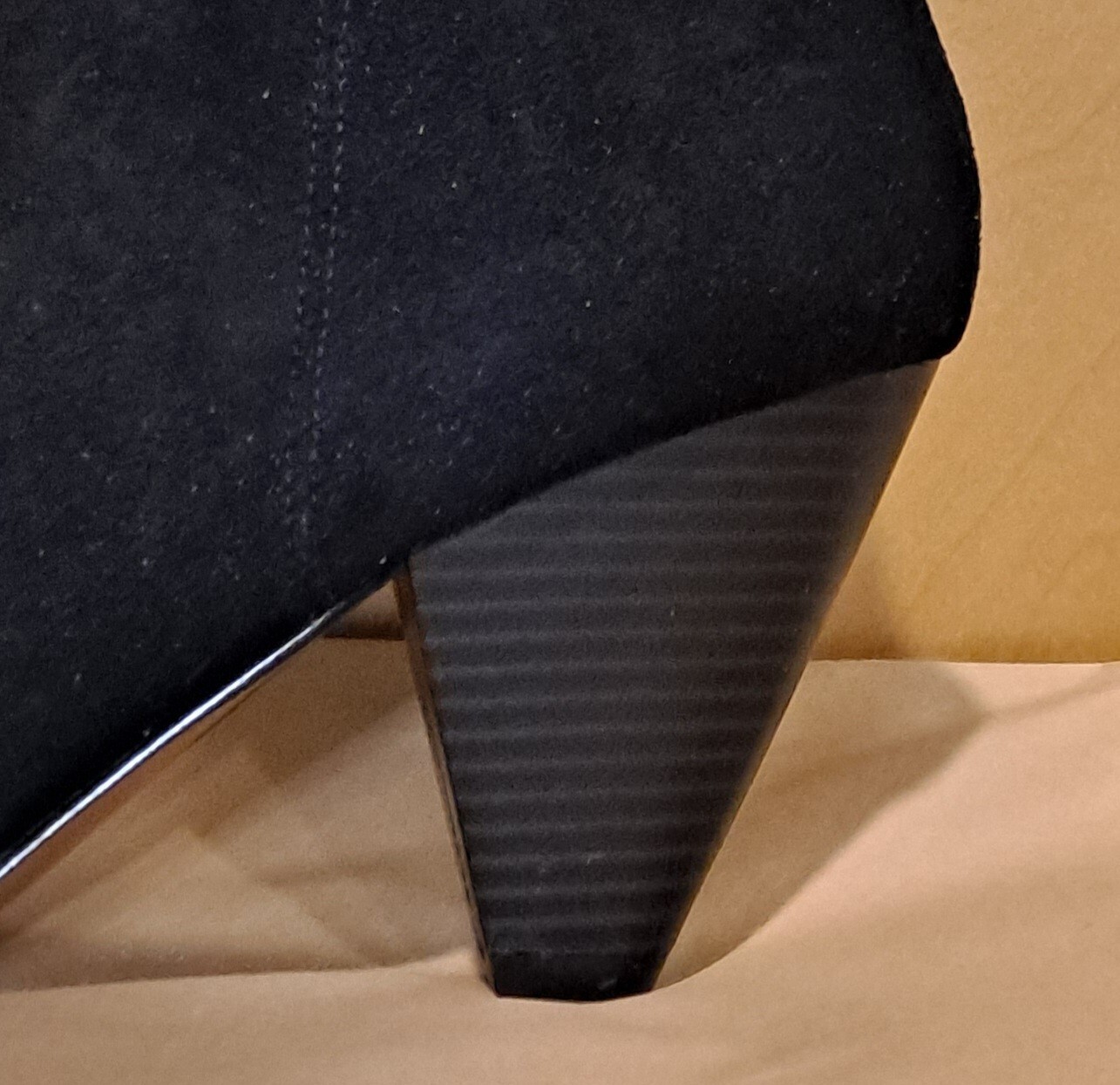 NWOT ASOS Black Faux Suede Above Knee Cone Heel Skinny Zip Up Boots Size 8.5