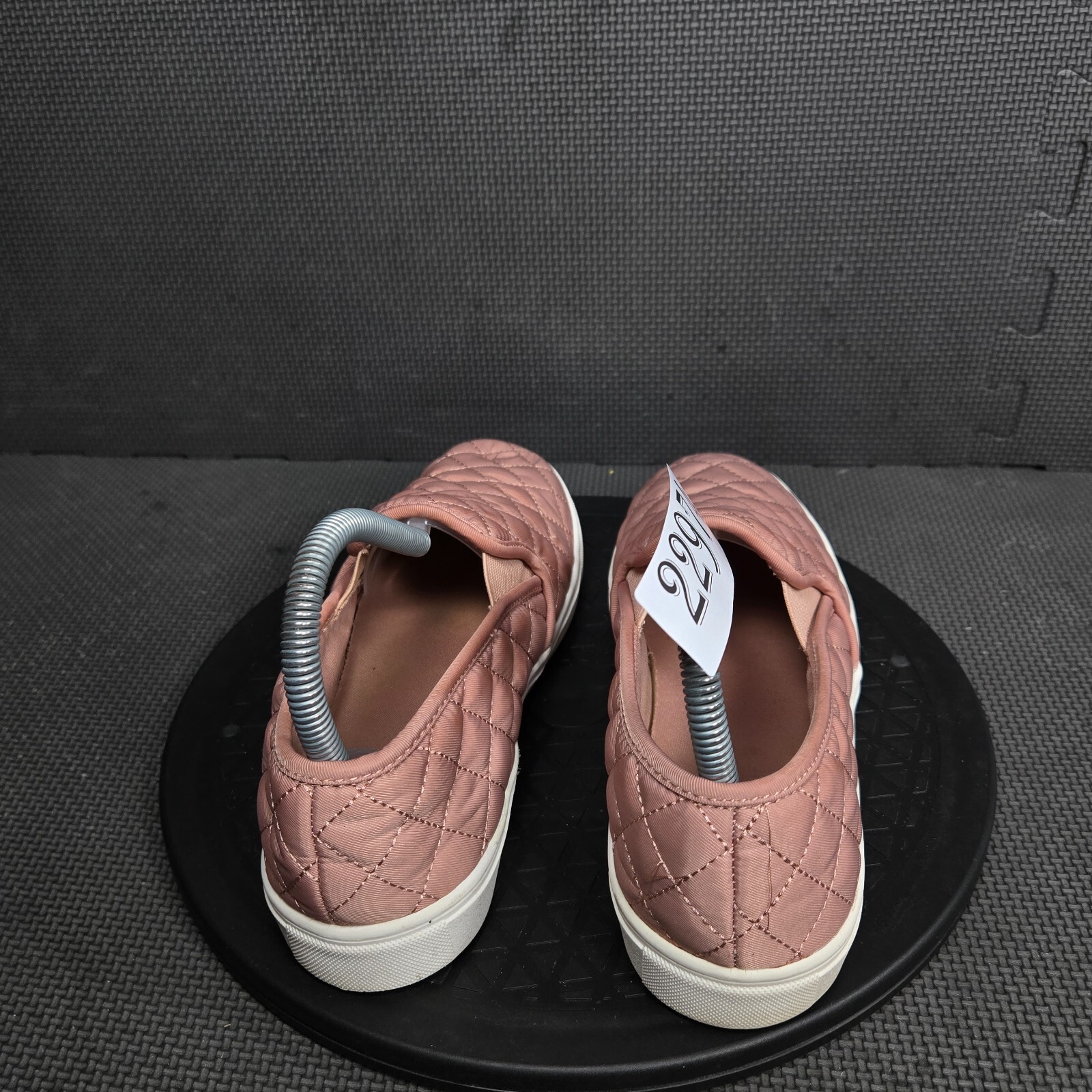 Time And Tru Memory Foam Quilted Shoes Womens Sz 8 Pink White Slip Ons