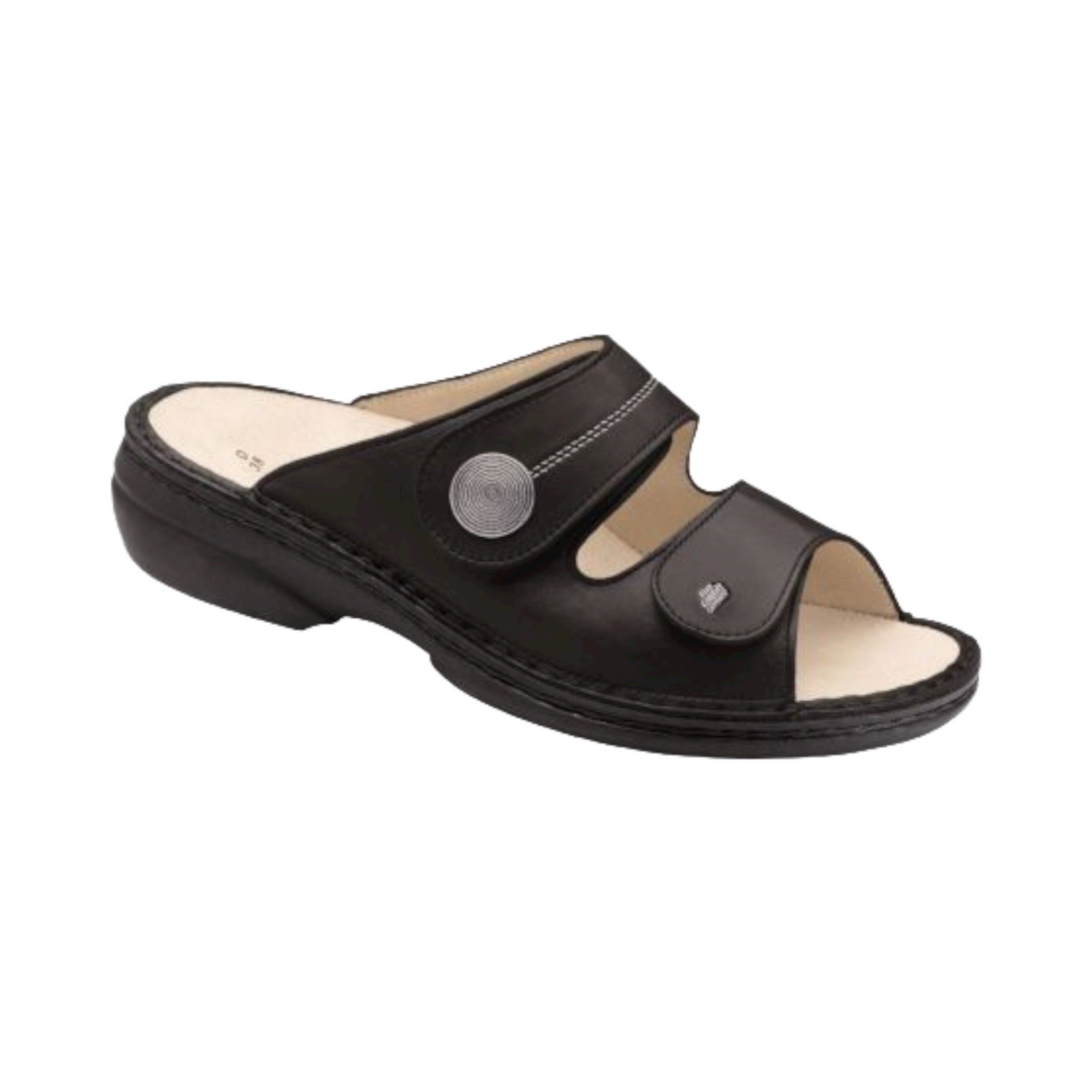 Finn Comfort Sansibar Sandal Medallion Womens Size EU 40D / US 8.5 Black Leather