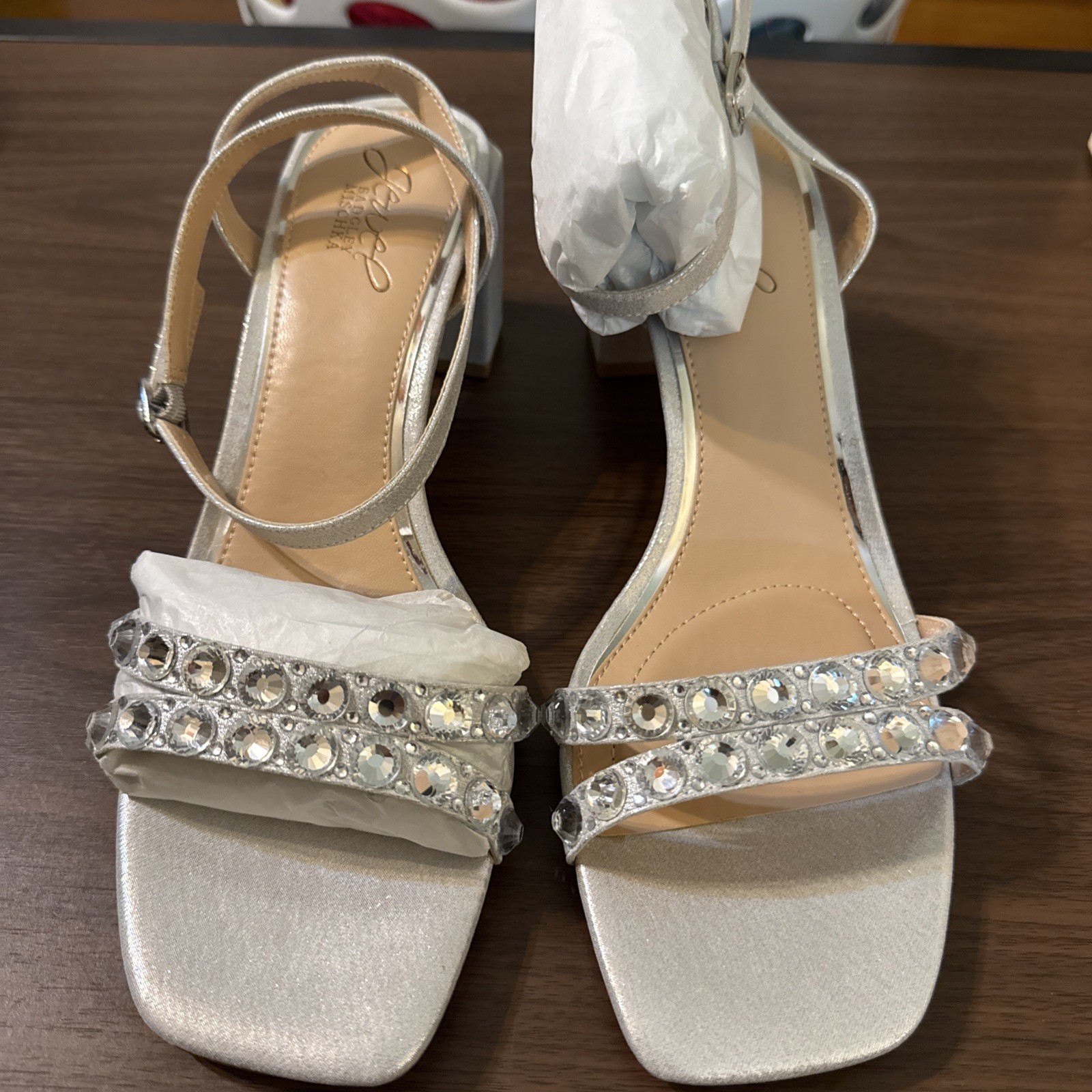 Jewel Badgley Mischka Rhinestone Ankle-Strap Sandals – Women’s Size 9 – NEW