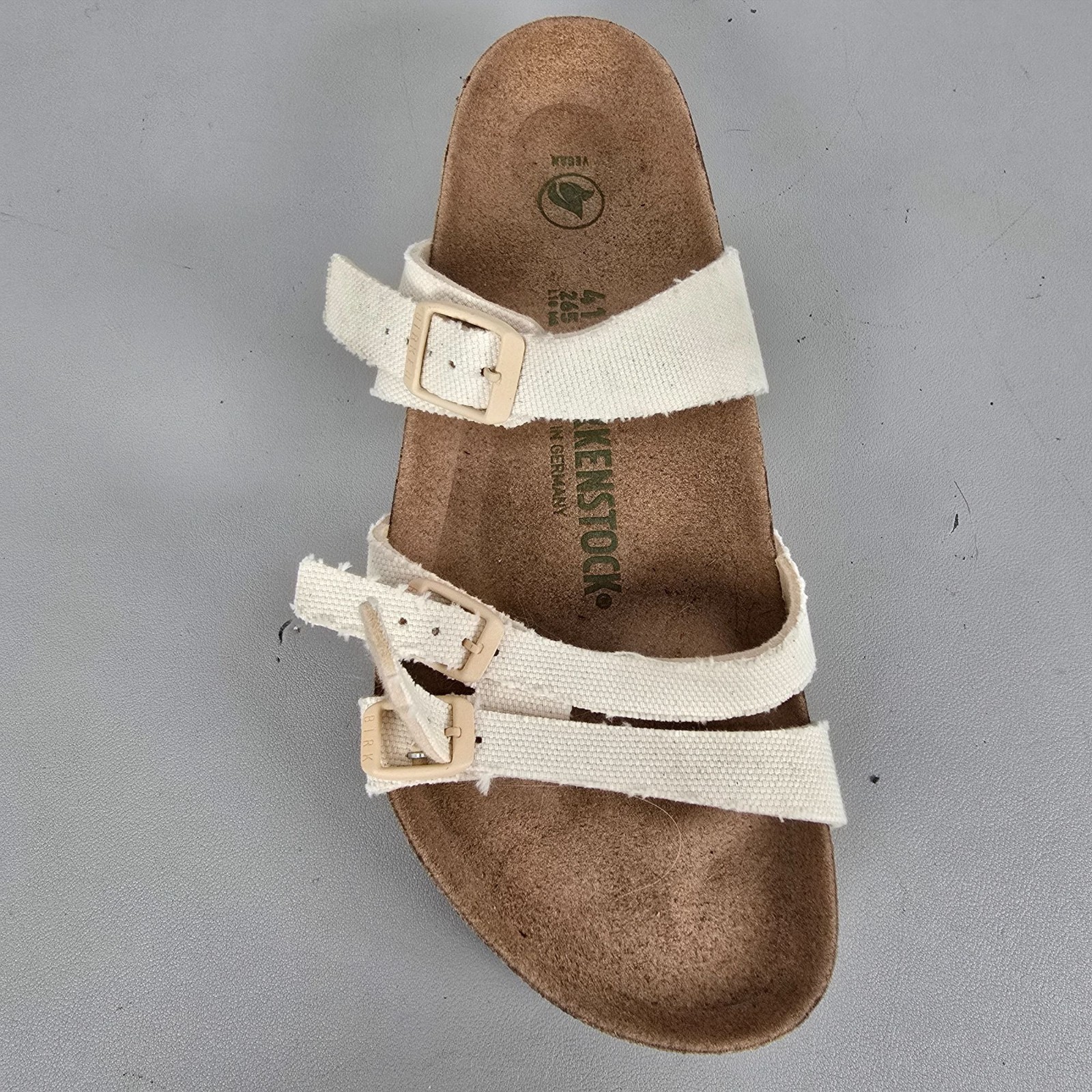 Birkenstock Franca Canvas Eggshell Textile Vegan Sandals Size 41 EU L10 Womens