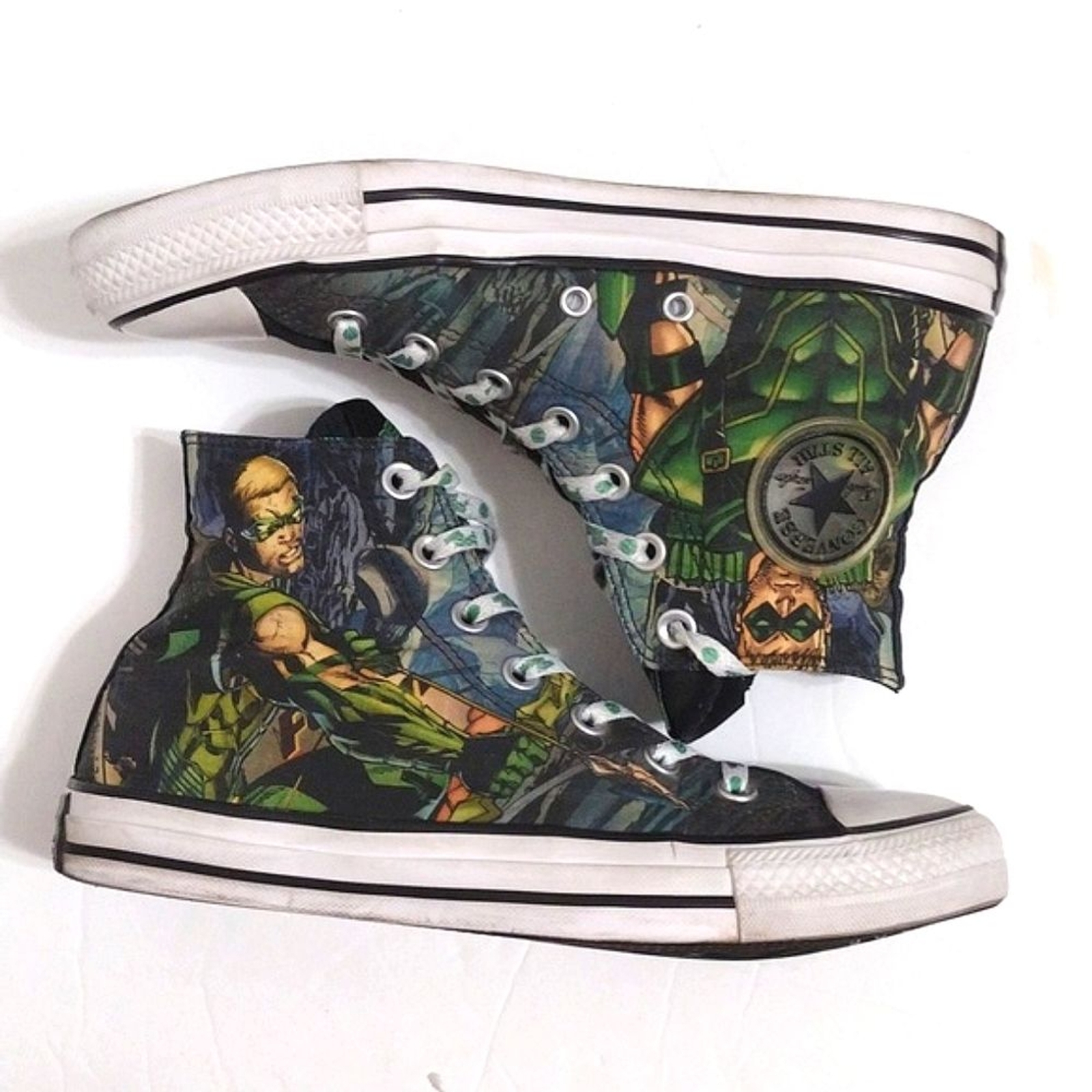 DC Comics Converse Green Arrow Superhero High Top Sneakers Unisex Men 6, Women 8