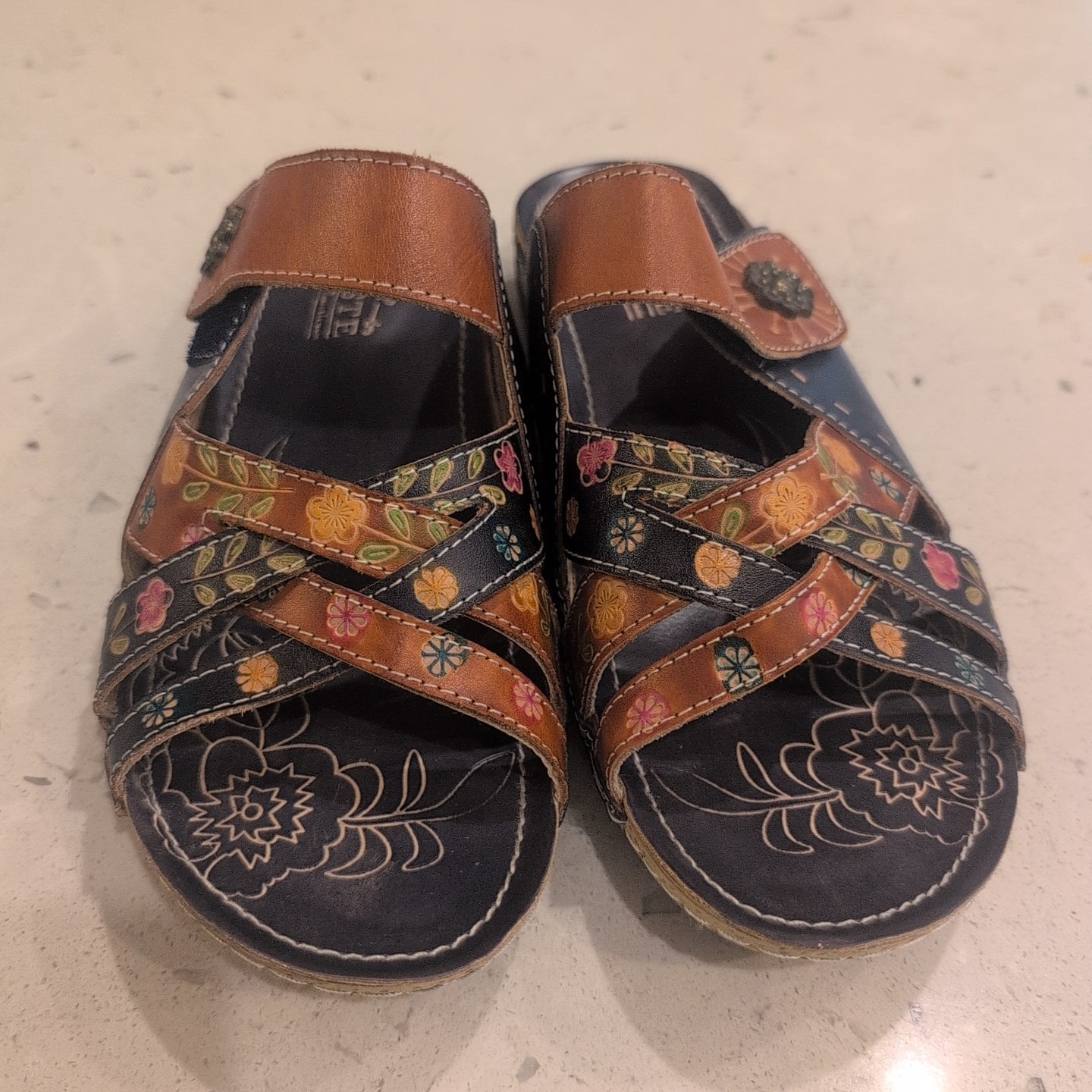 L’ARTISTE by Spring Step Leigh Slide Wedge sandal blue Multicolored US 10 EU 41