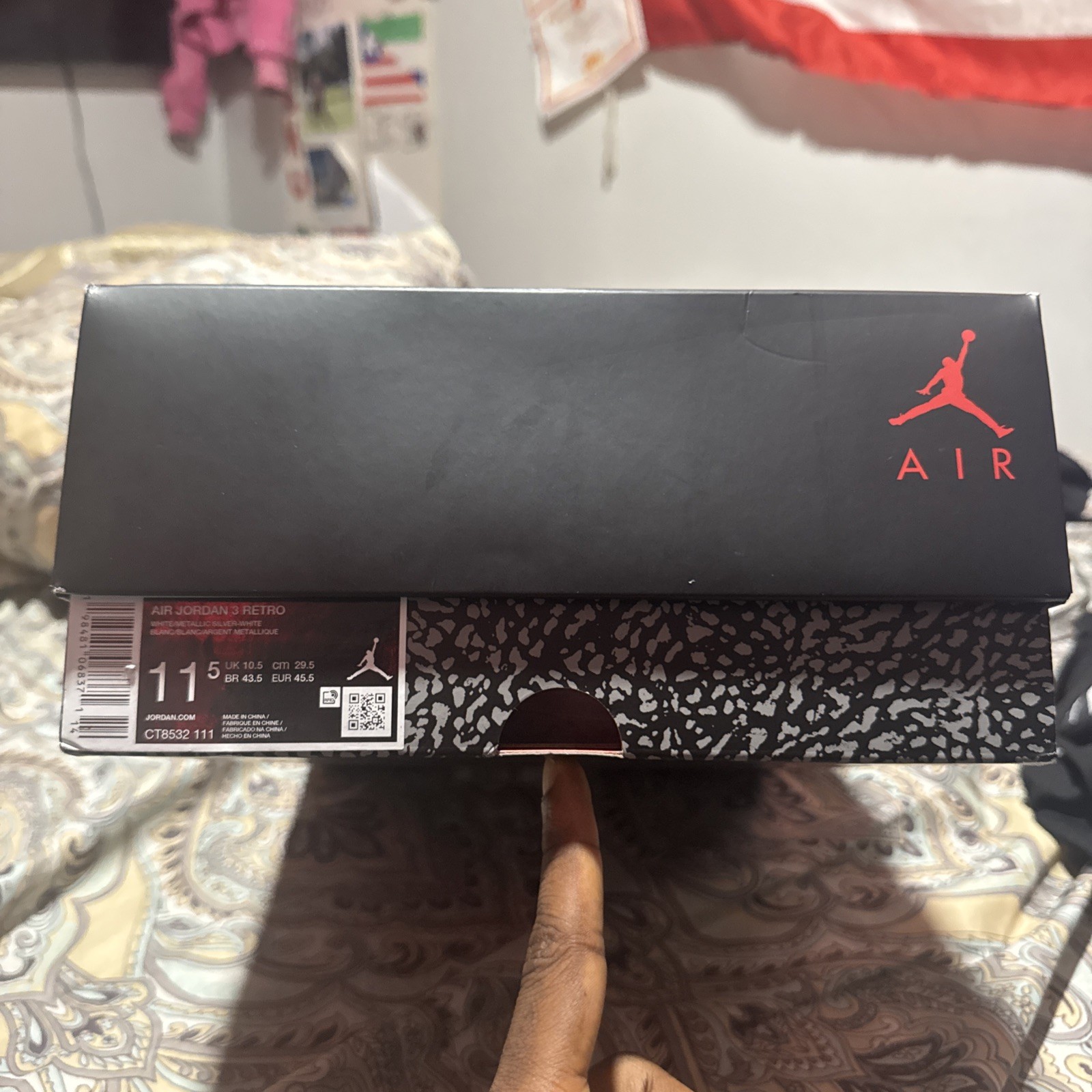 Air Jordan 3 Retro White/metallic Silver-white Blanc/Blanc/Argent Metallique