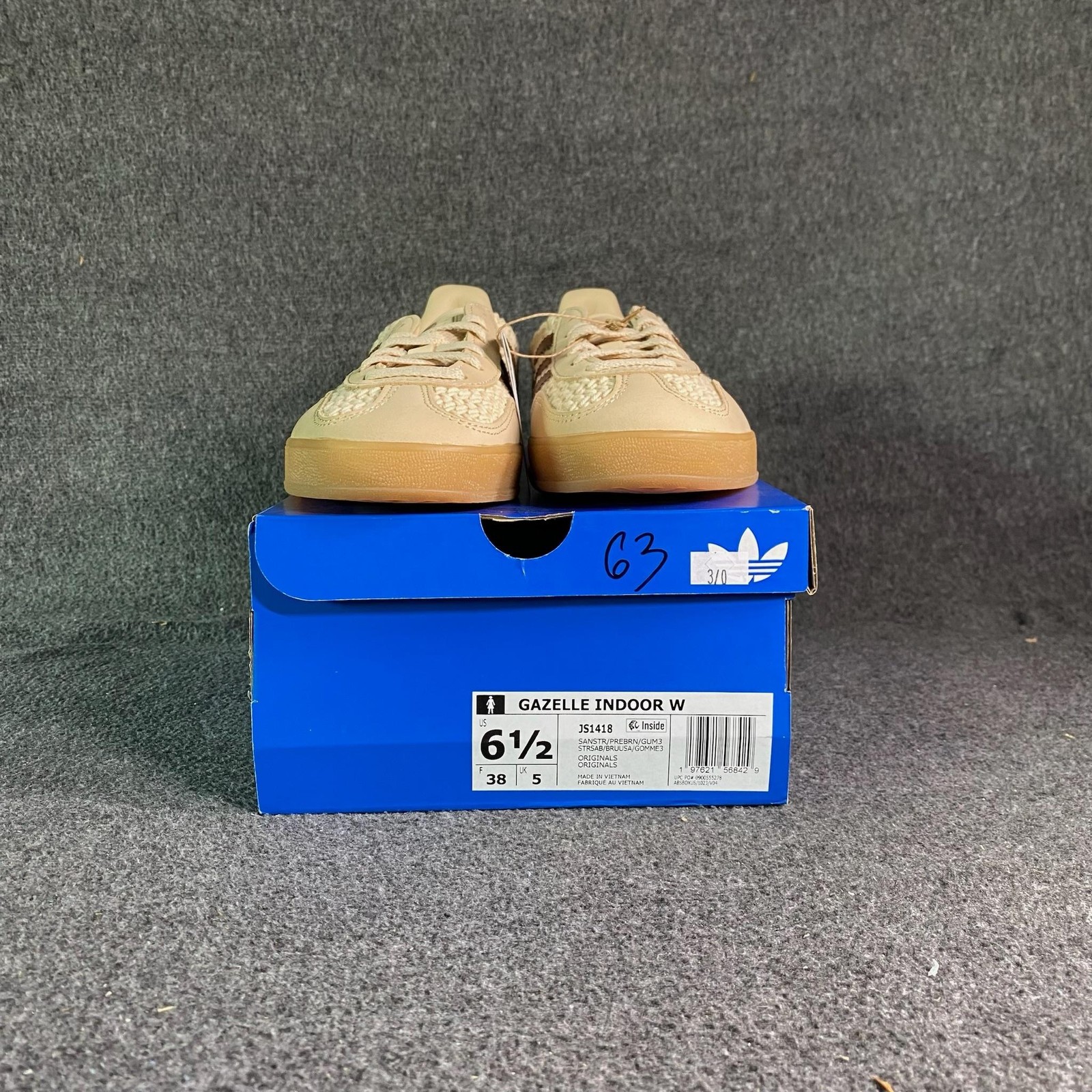 Adidas Gazelle Indoor W Sandy Beige Ivory Gum Womens Size 6.5 Sneakers JS1418